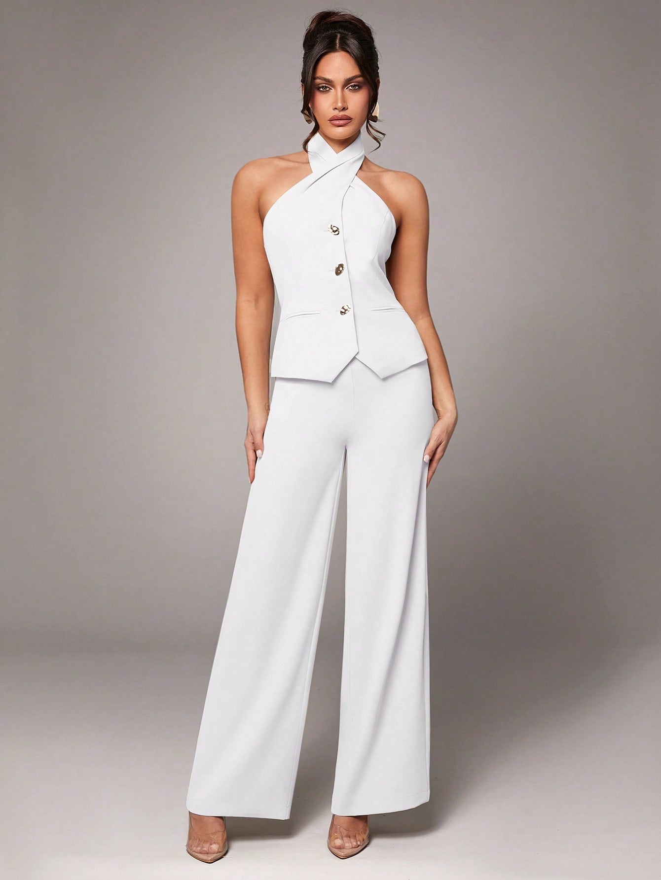 Conjunto Top Cruzado con Pantalón Palazzo