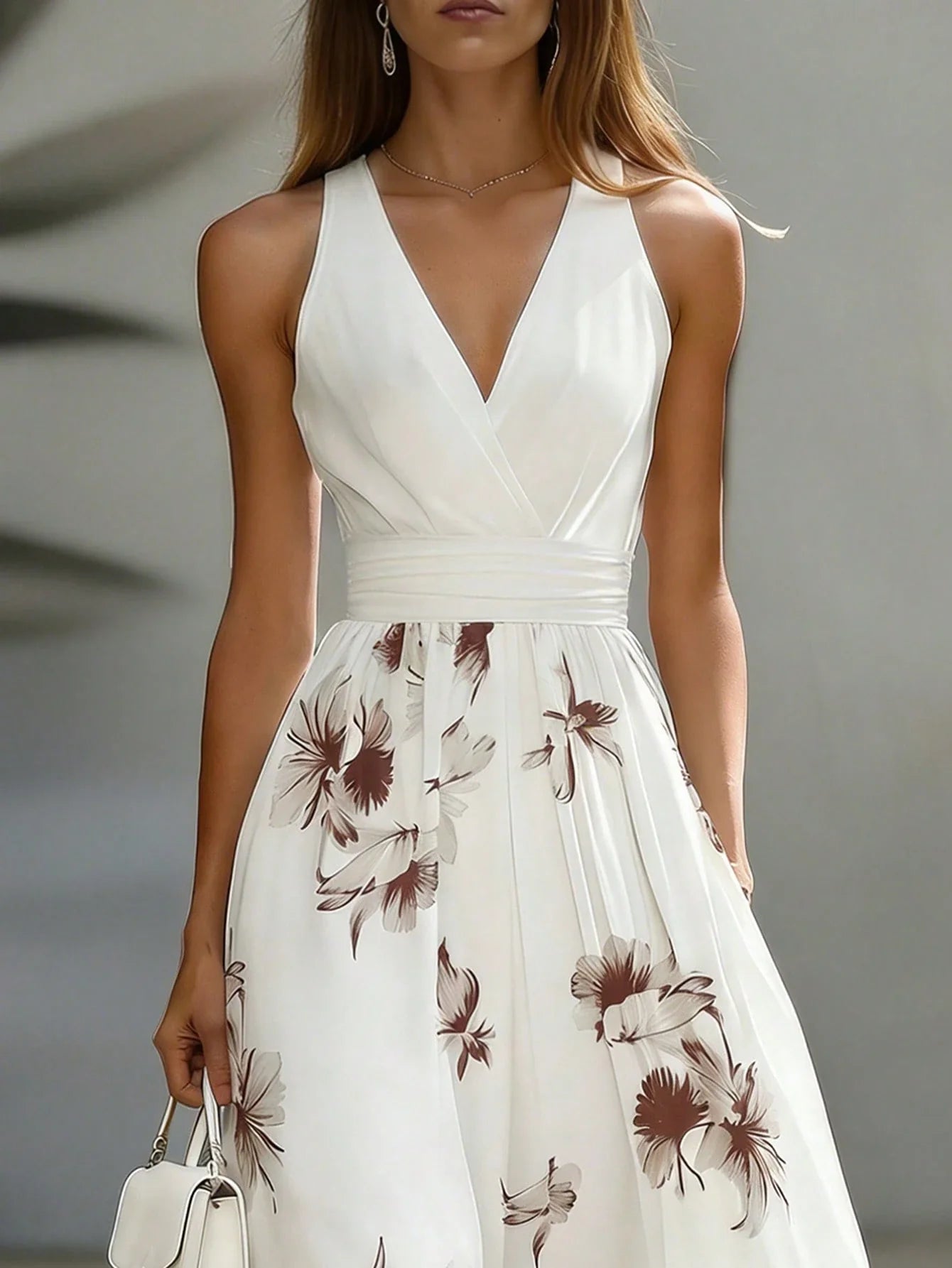 Vestido Midi Elegante con Escote en V