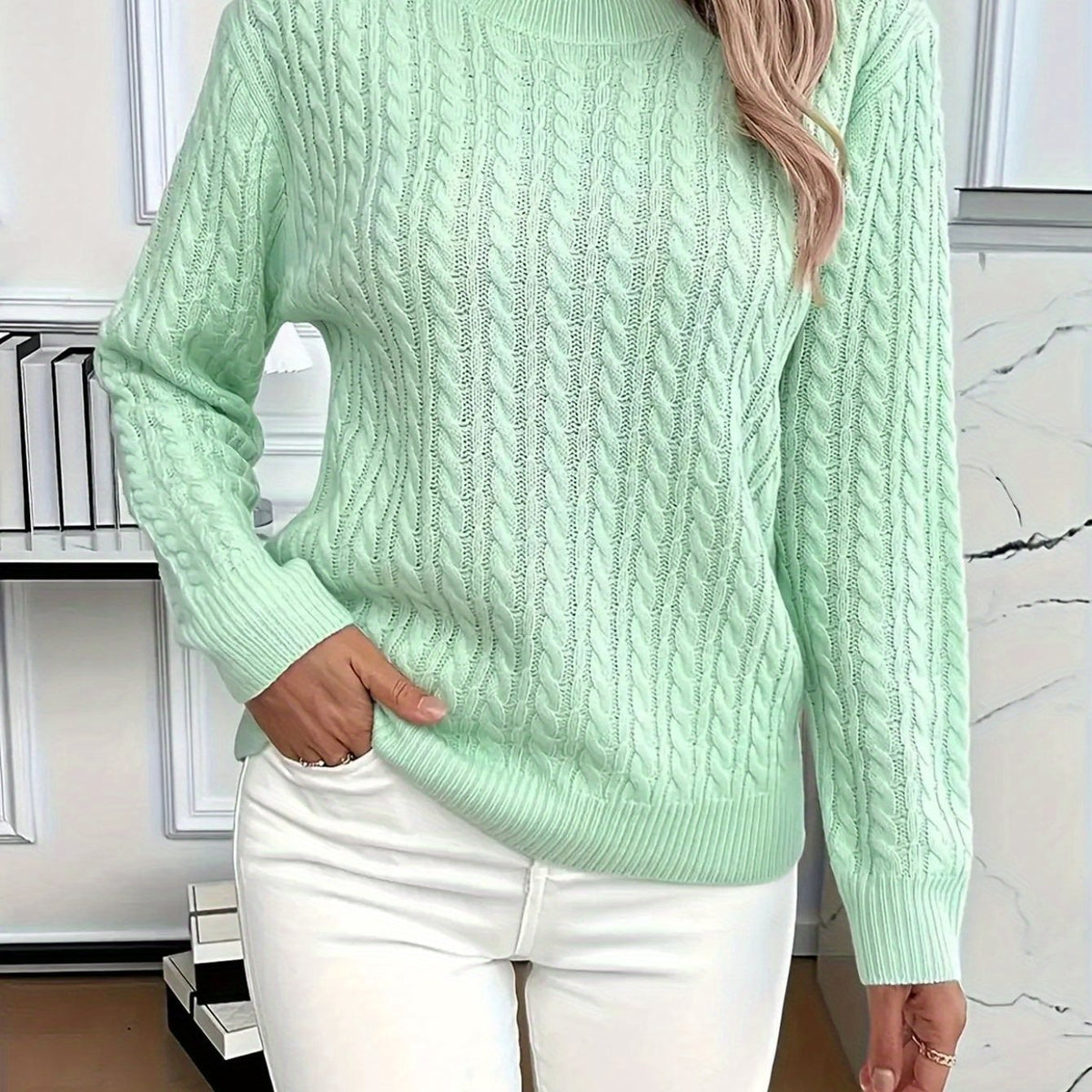 Jersey acogedor de cuello redondo