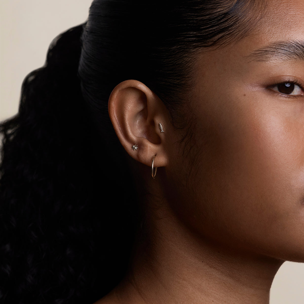 Fish Piercing Stud in Solid Gold