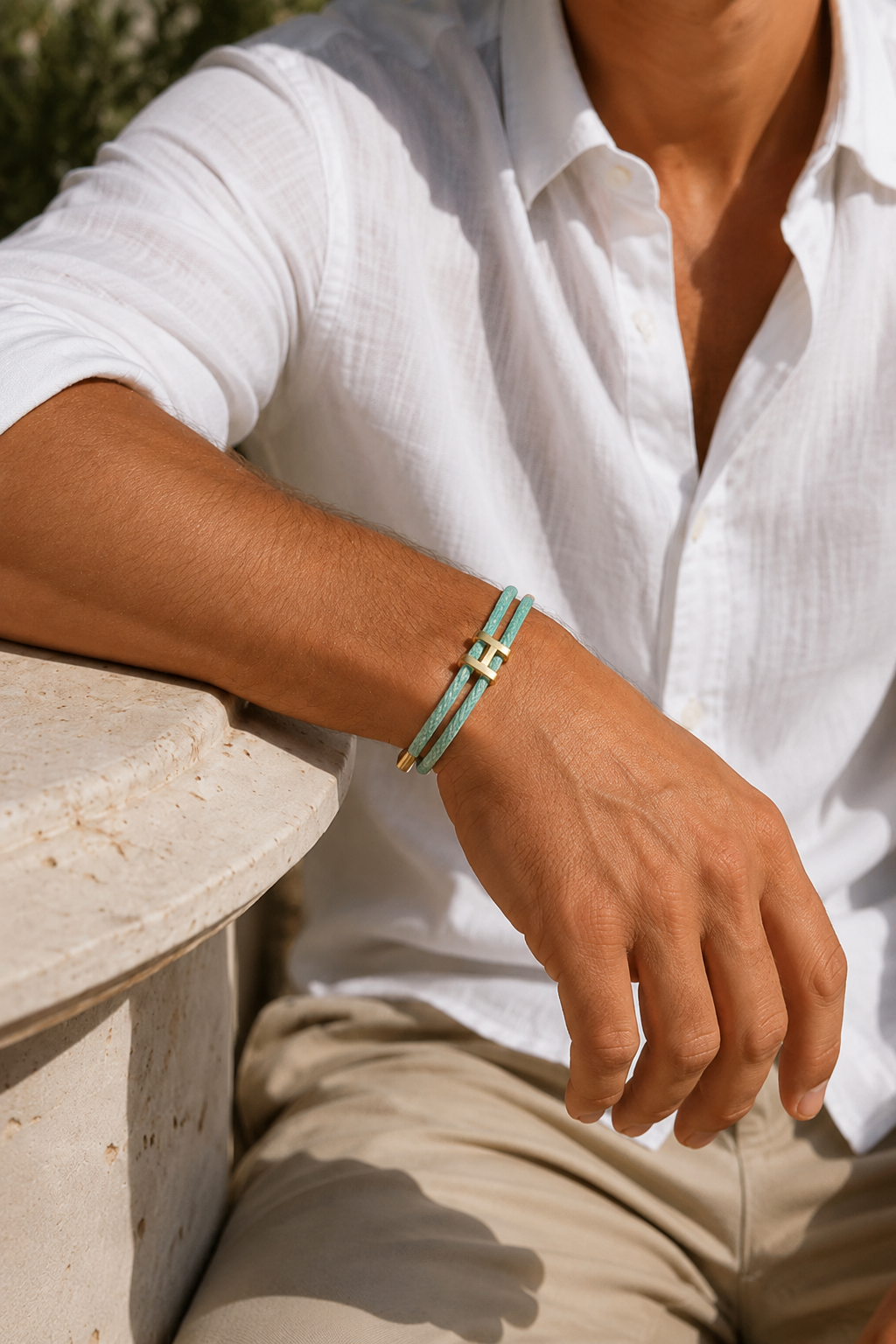 Aurea | Pulsera Trenzada Menta y Dorada