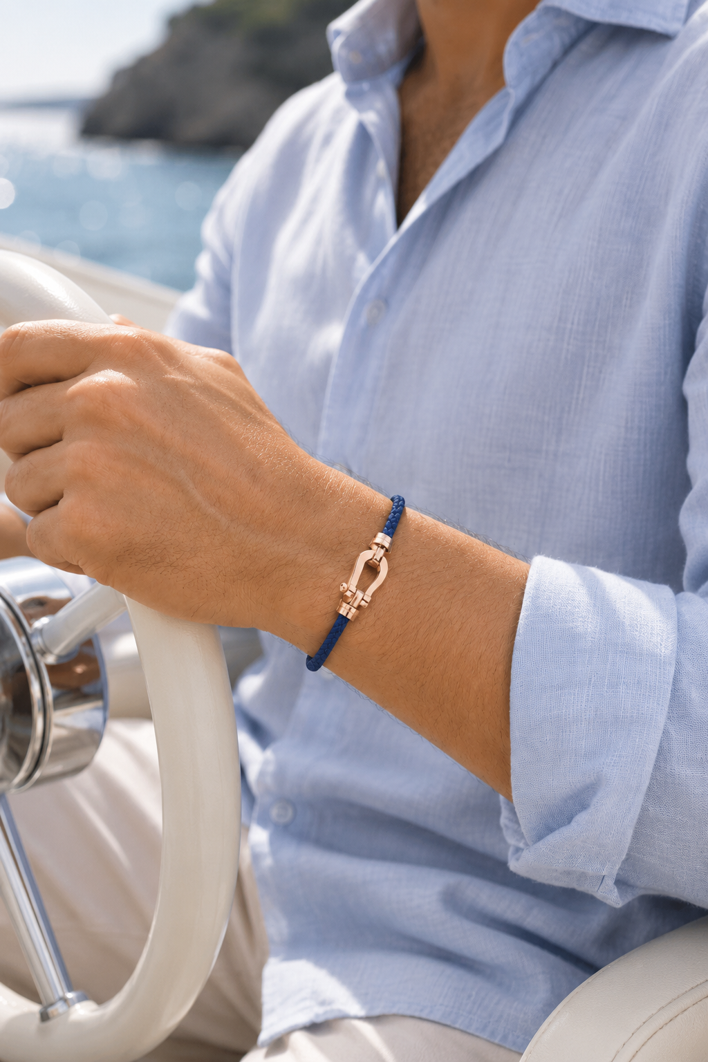 Aurelio | Pulsera Náutica Azul Marino y Oro Rosa