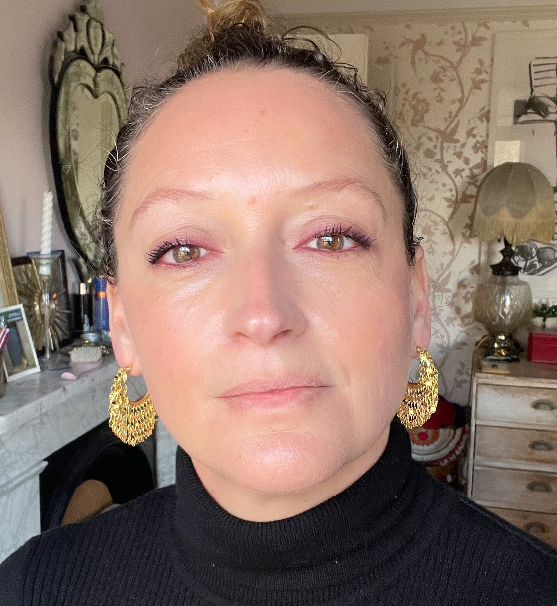 SILVER DISCO HOOP EARRINGS