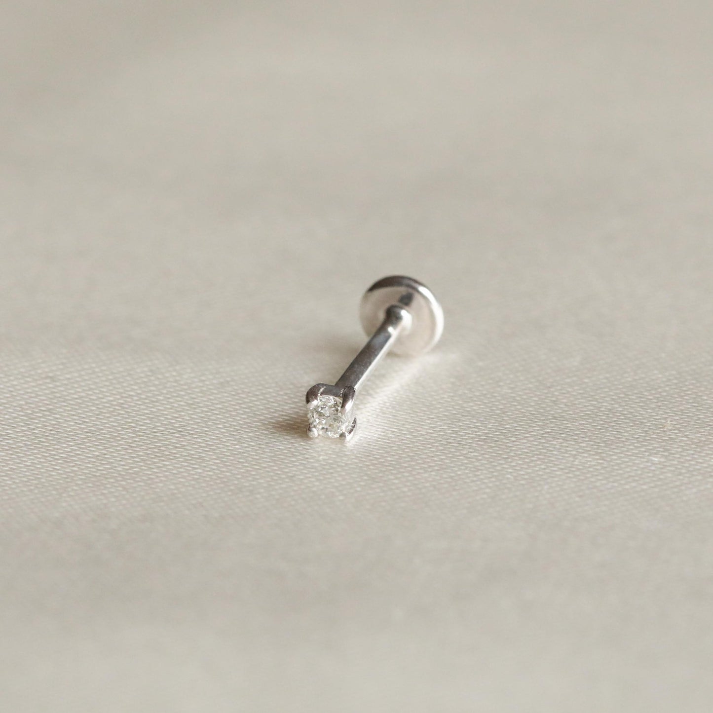 Solid White Gold Topaz Piercing Stud