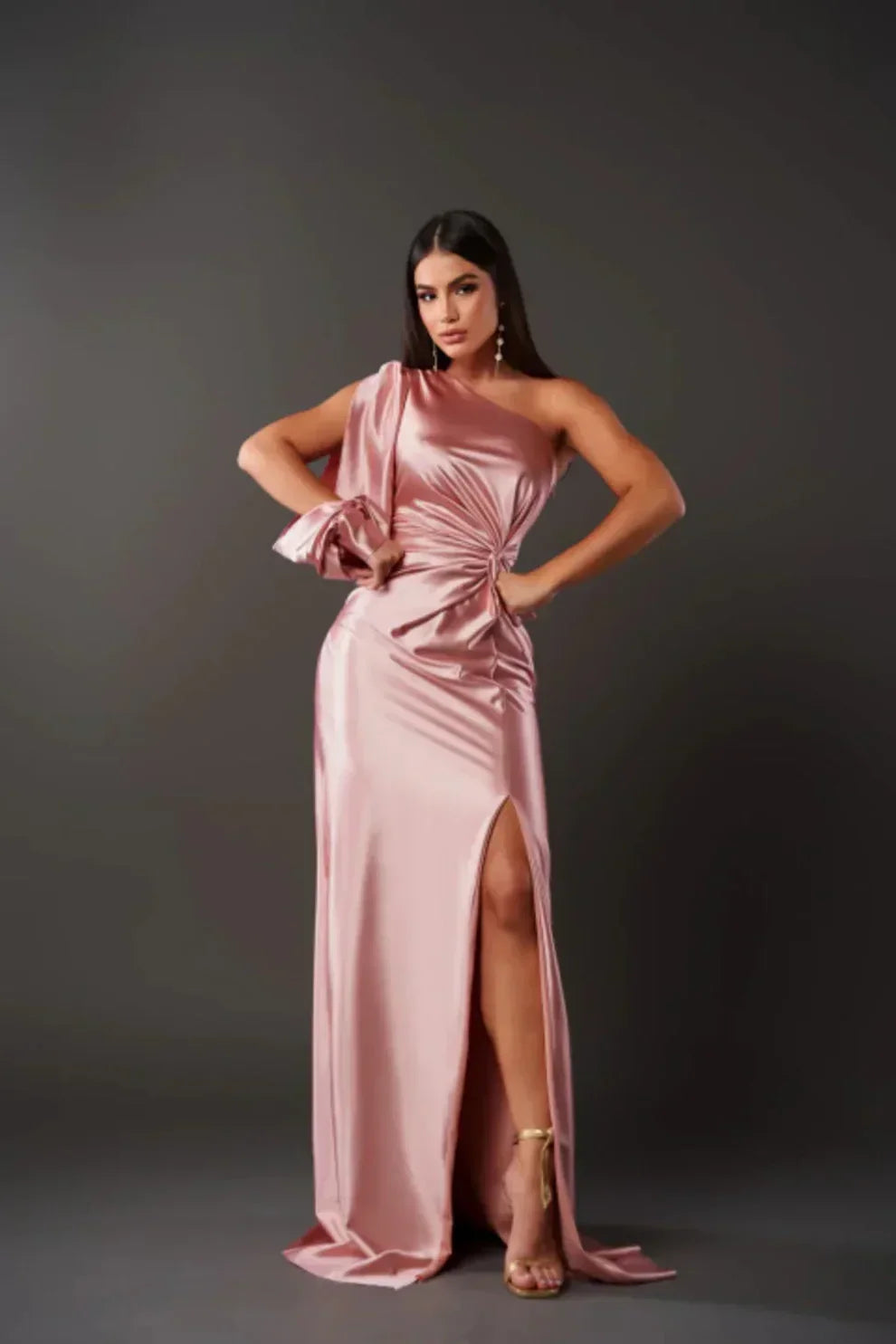 Vestido de Noche Elegante de Un Solo Hombro