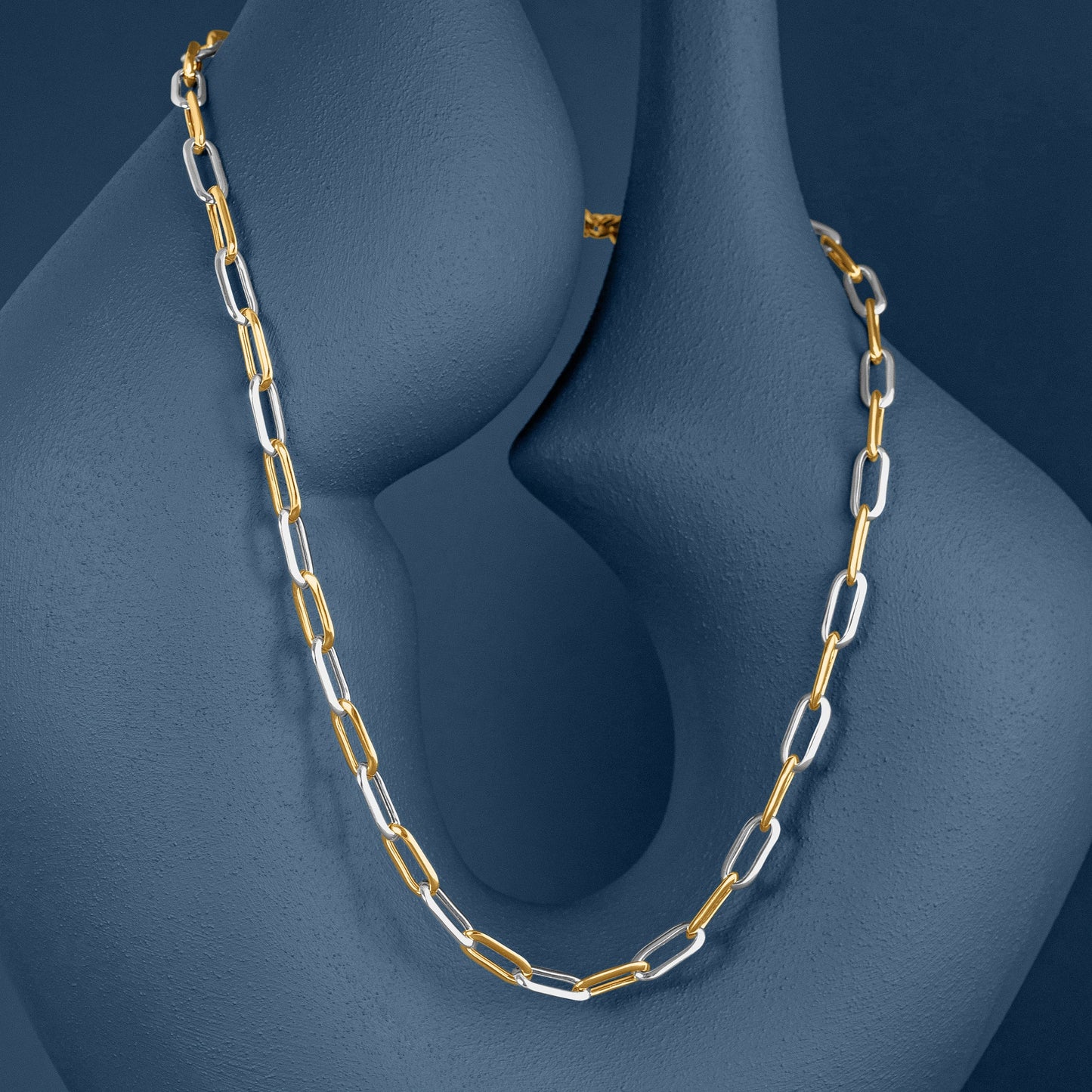 MIXED METAL LONG LINK CHAIN NECKLACE