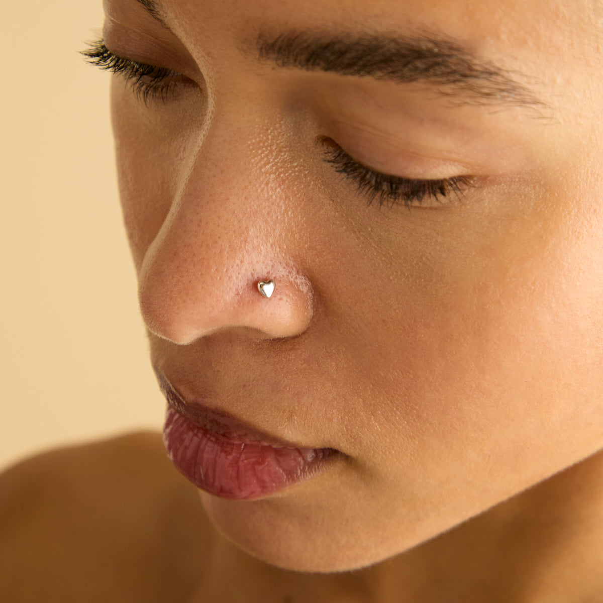 Corazón Titanio Pendiente Piercing en Platino