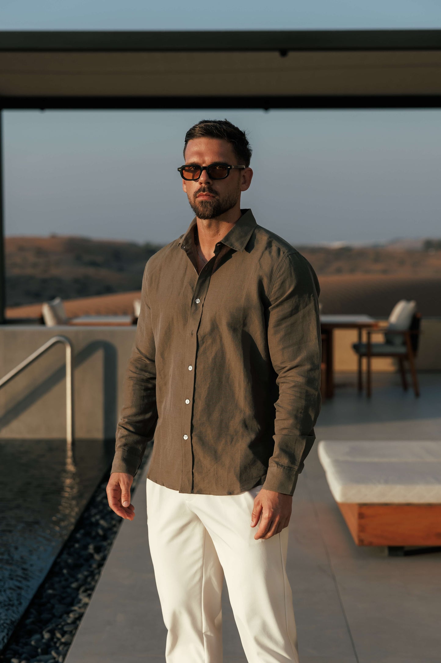Camisa de Lino Luxe | Verde Oliva Oscuro