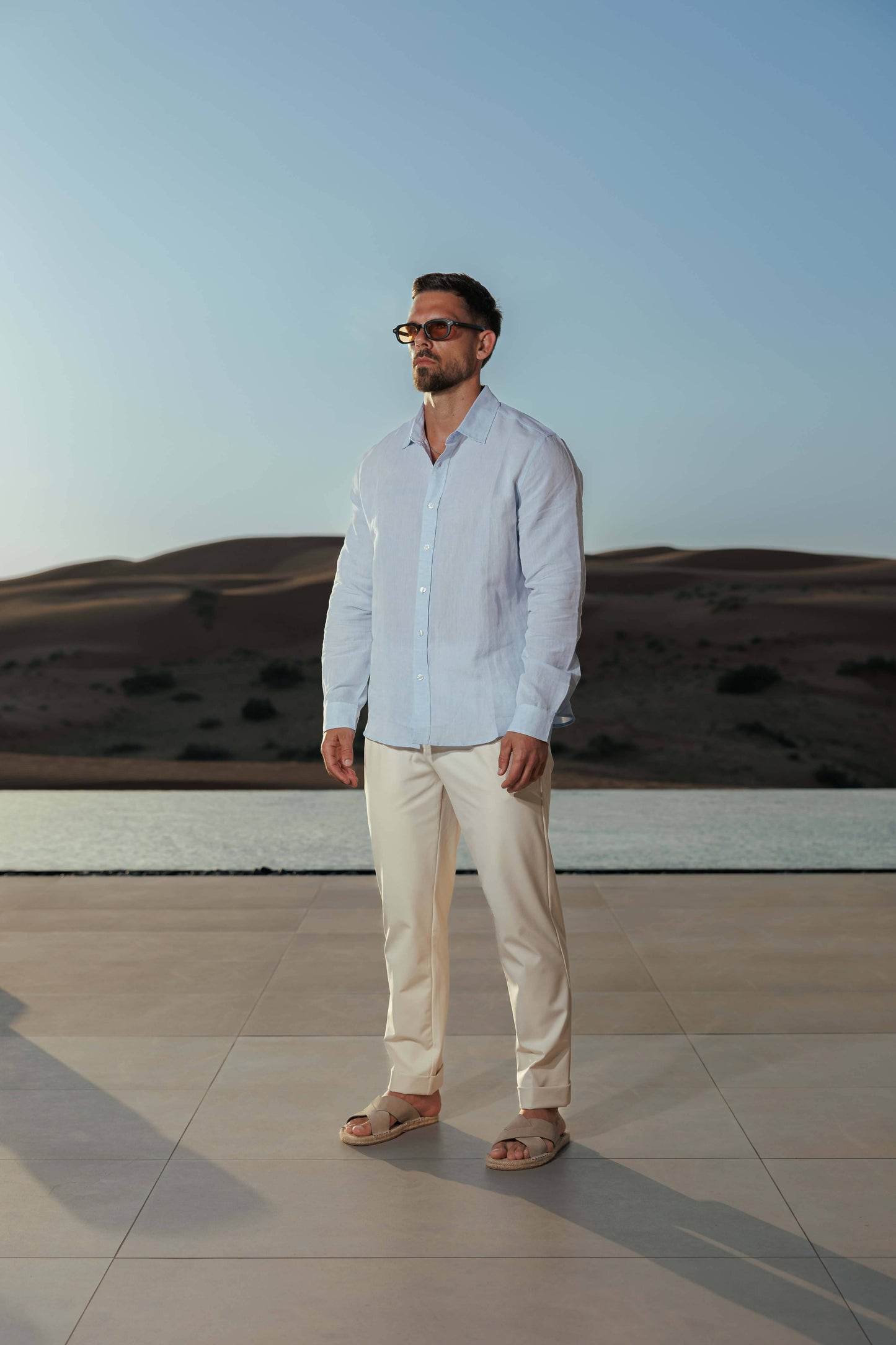 Camisa de Lino Luxe | Azul Claro