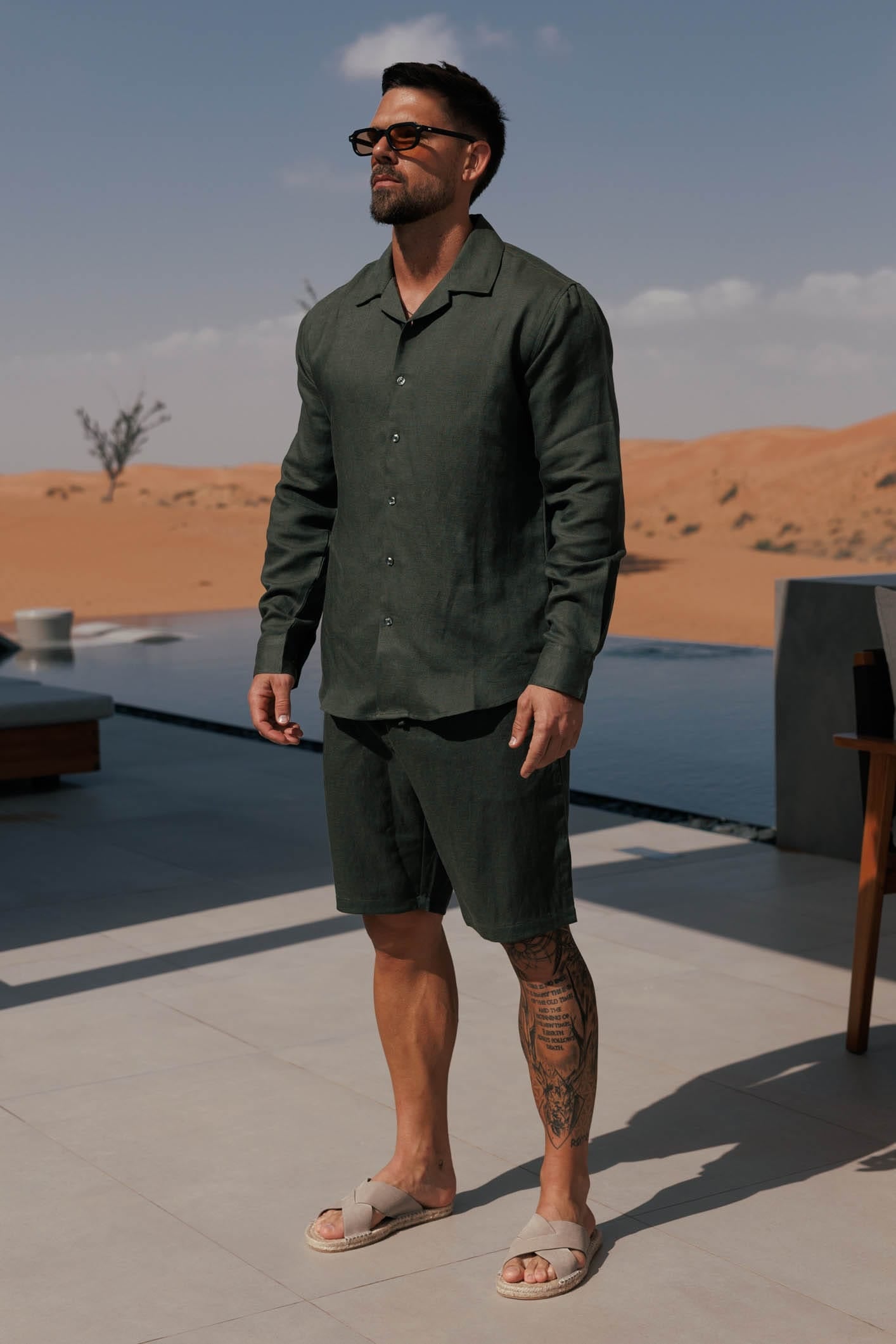 Short de Lino | Verde Oliva