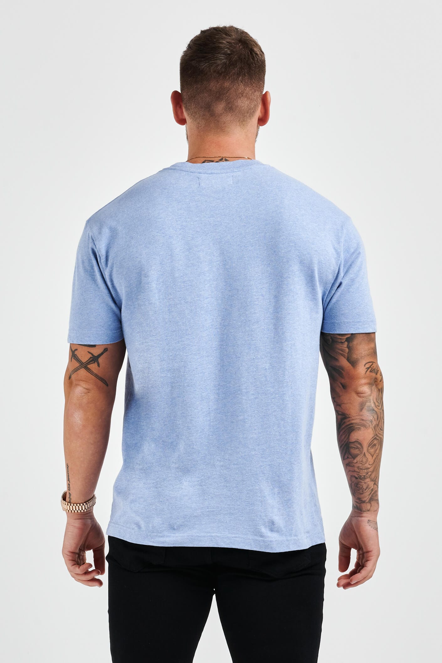 Camiseta Premium Básica | Azul Claro Jaspeado