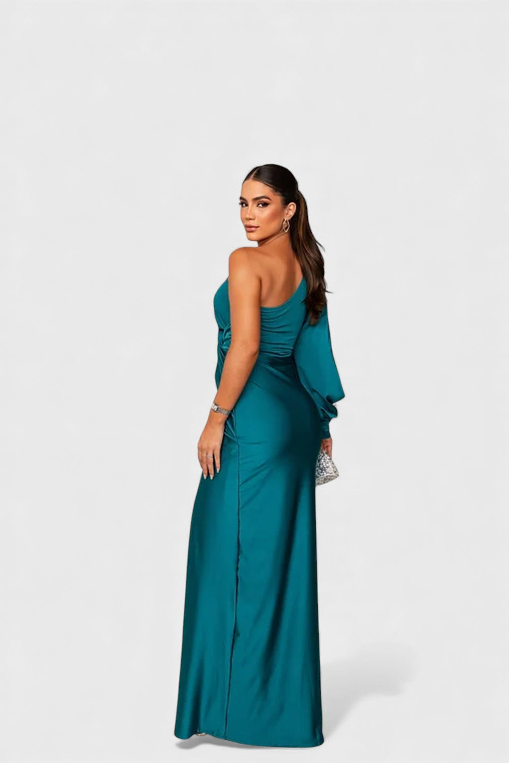 Vestido de Noche Elegante de Un Solo Hombro