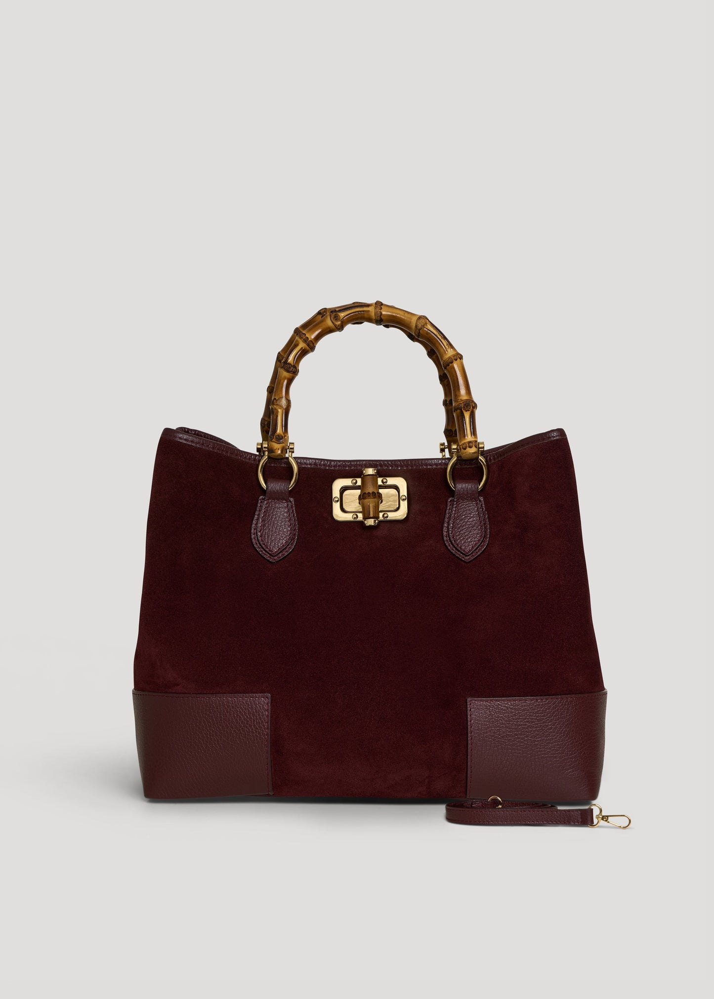 BOLSO DE ANTE CON ASA DE BAMBÚ