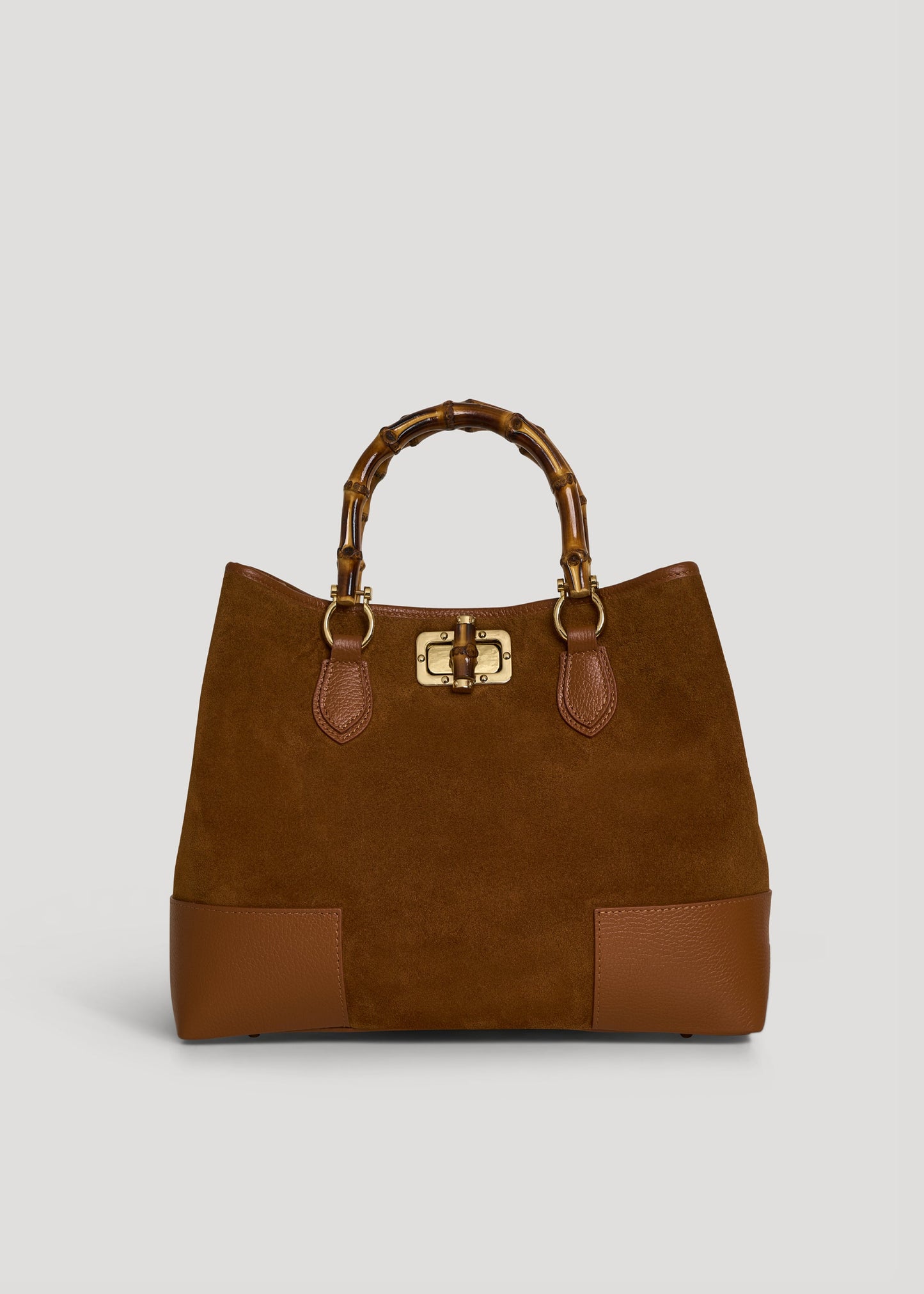 BOLSO DE ANTE CON ASA DE BAMBÚ