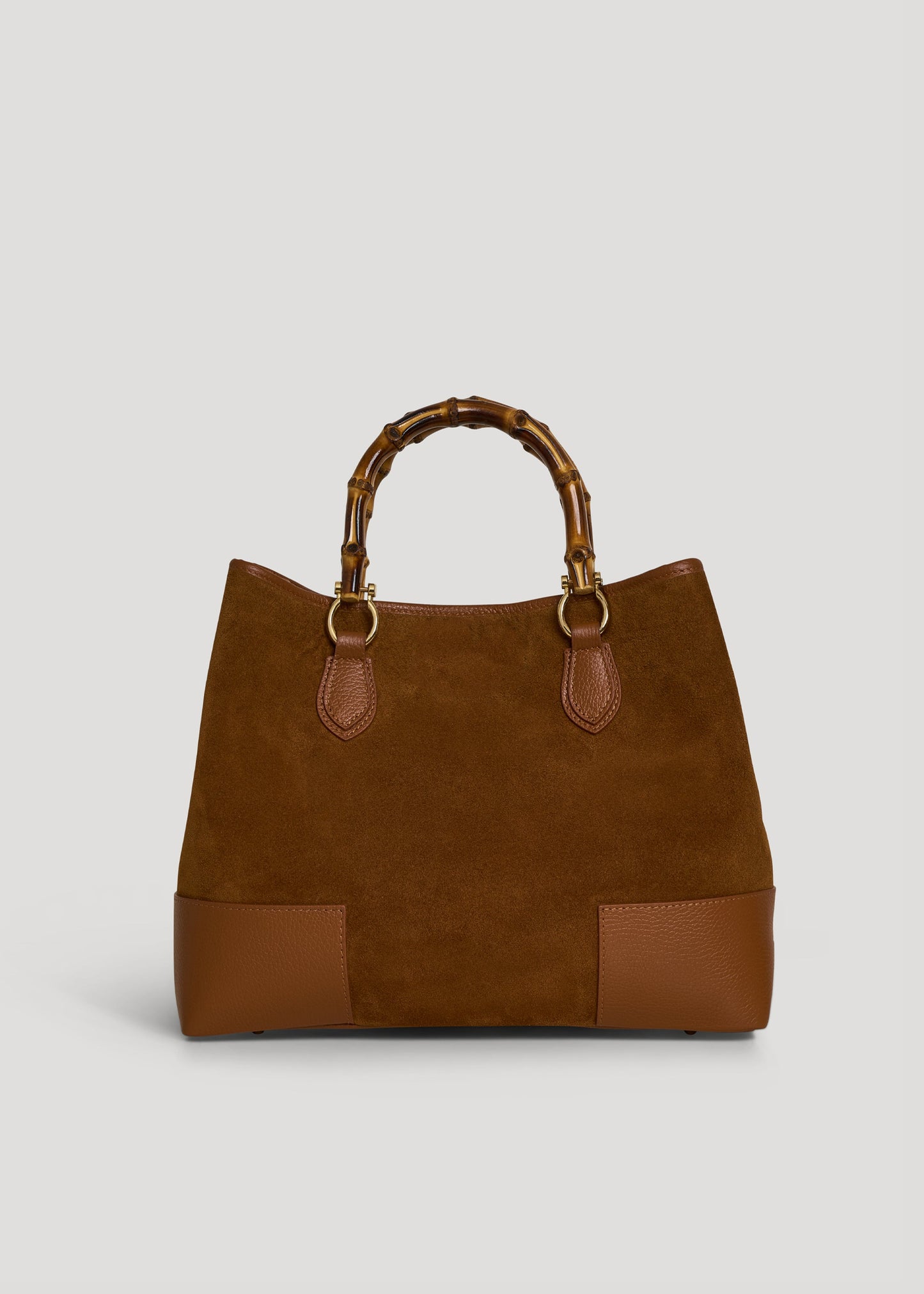 BOLSO DE ANTE CON ASA DE BAMBÚ