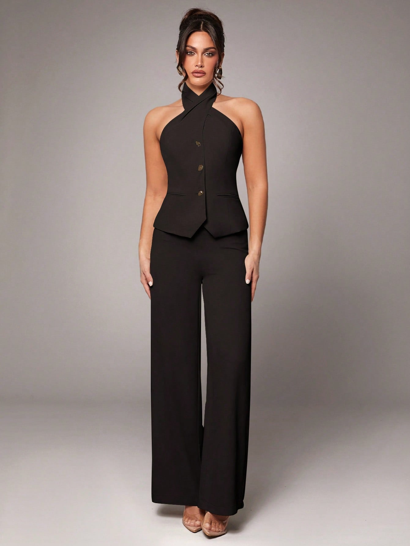Conjunto Top Cruzado con Pantalón Palazzo