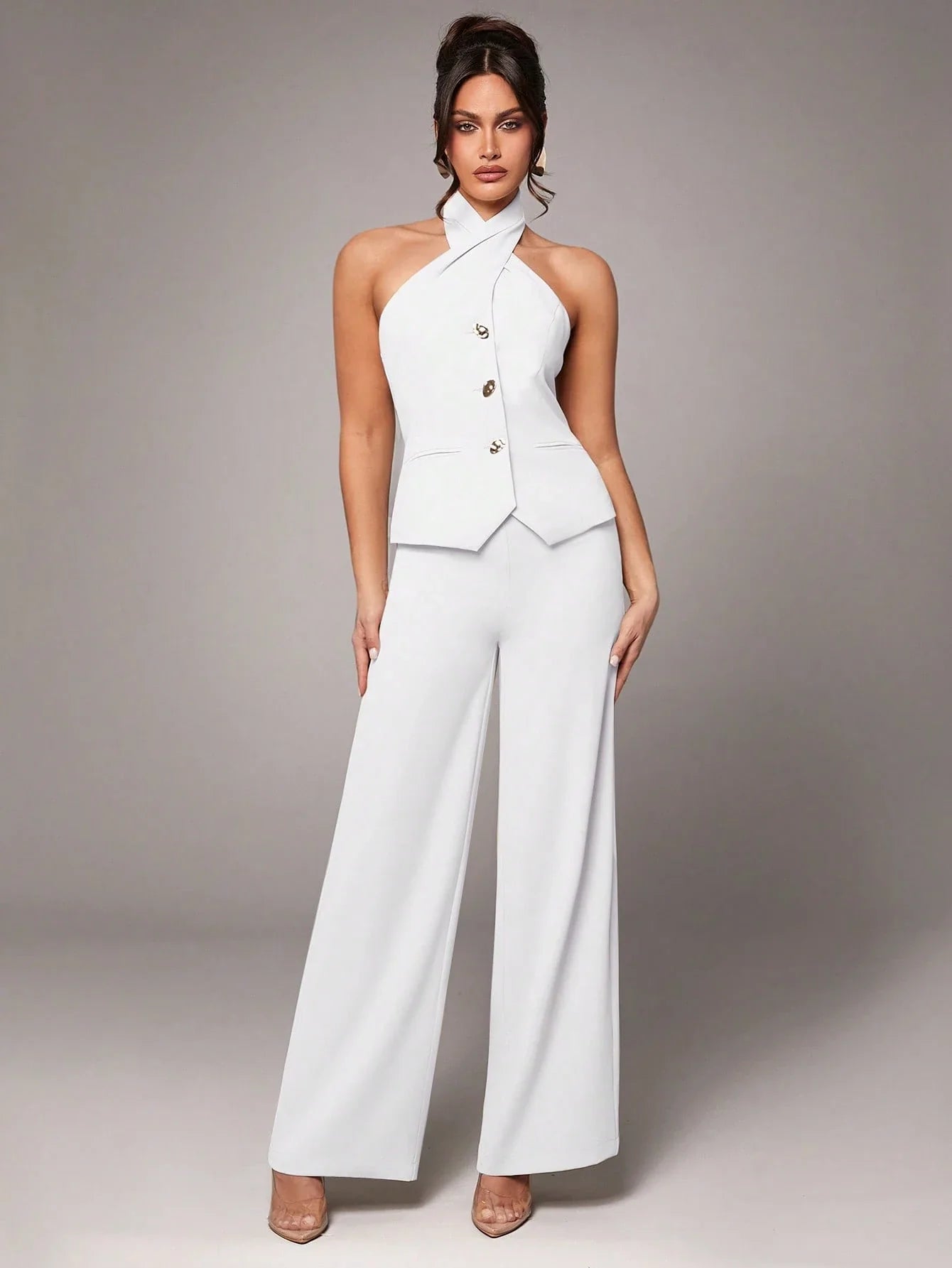 Conjunto Top Cruzado con Pantalón Palazzo