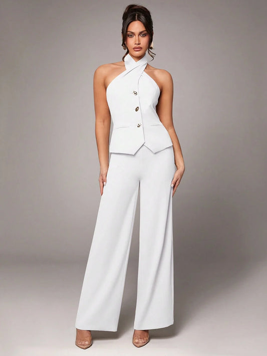 Conjunto Top Cruzado con Pantalón Palazzo