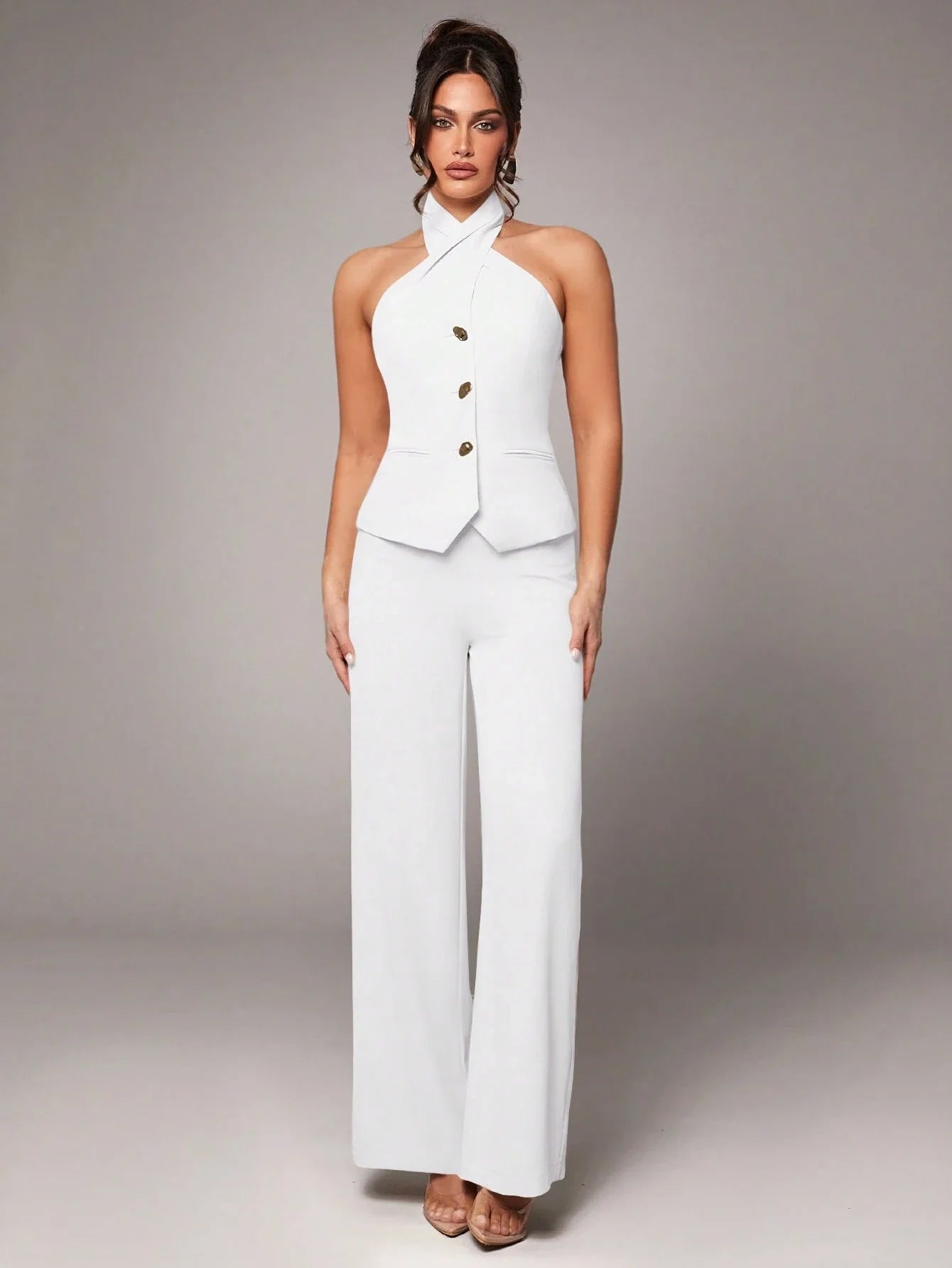 Conjunto Top Cruzado con Pantalón Palazzo