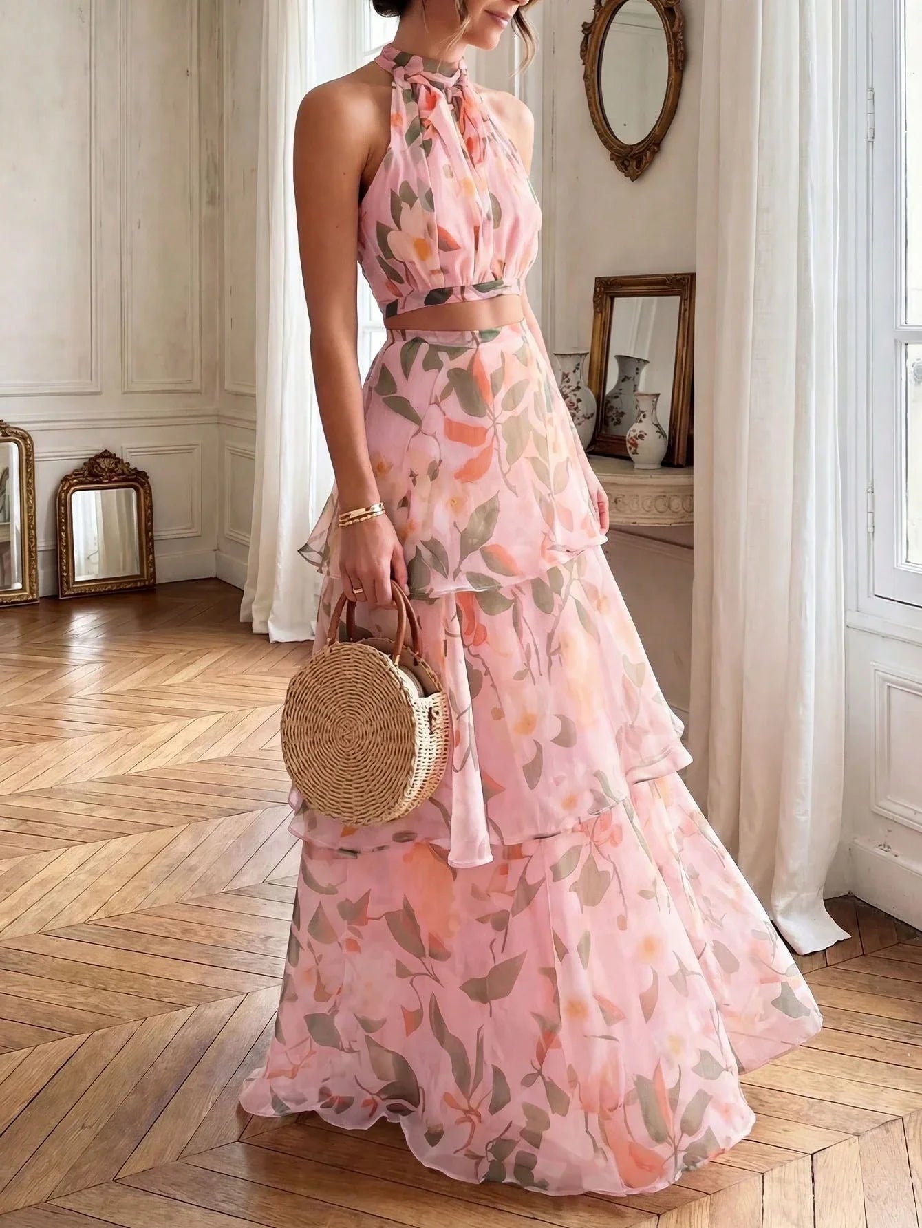 Conjunto Elegante Floral Romántico