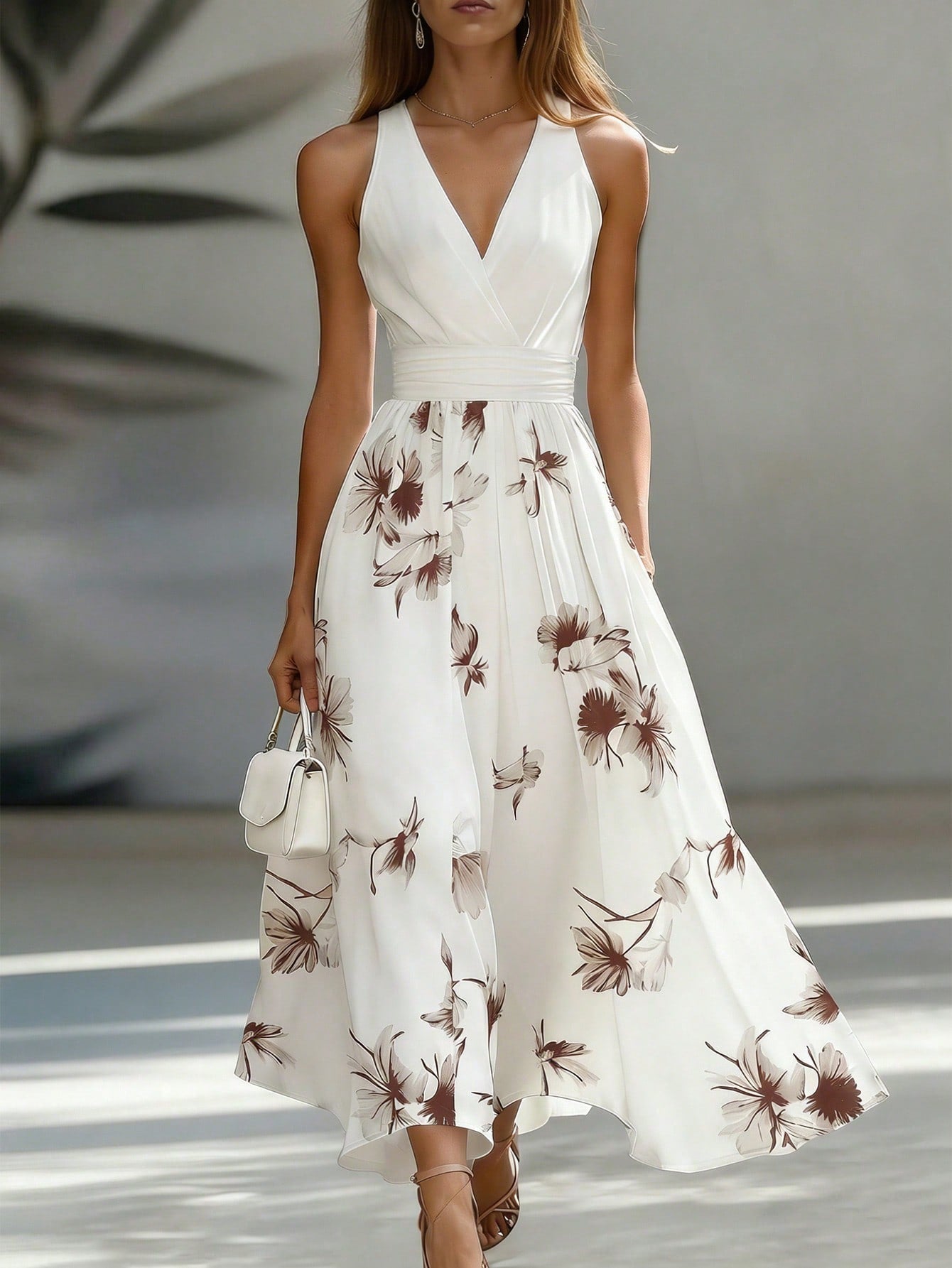 Vestido Midi Elegante con Escote en V