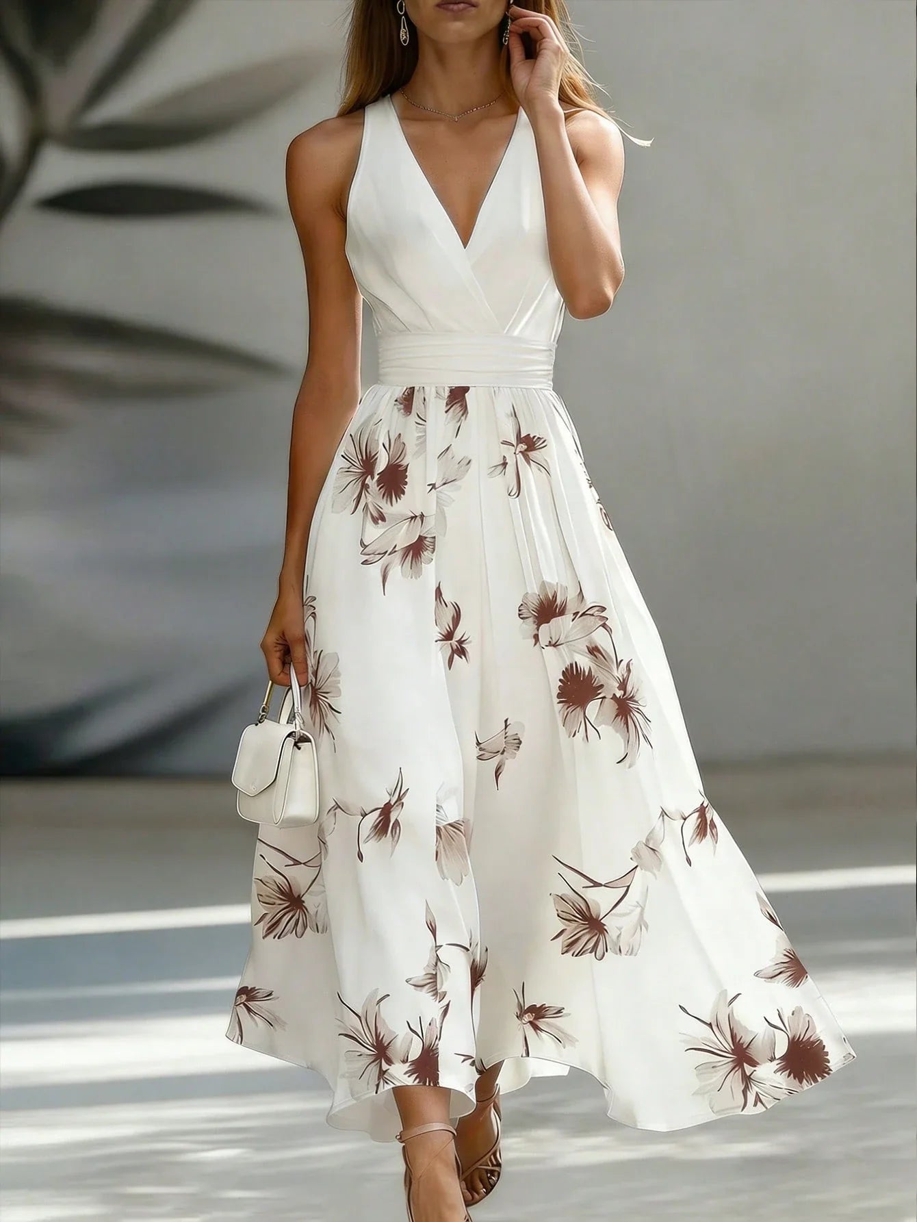 Vestido Midi Elegante con Escote en V