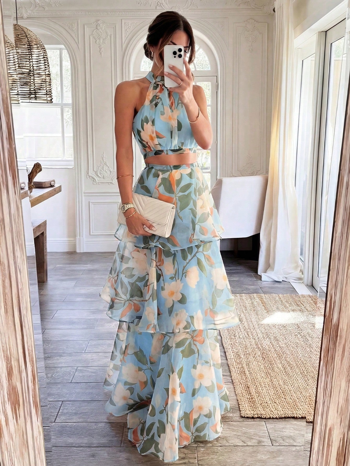 Conjunto Elegante Floral Romántico