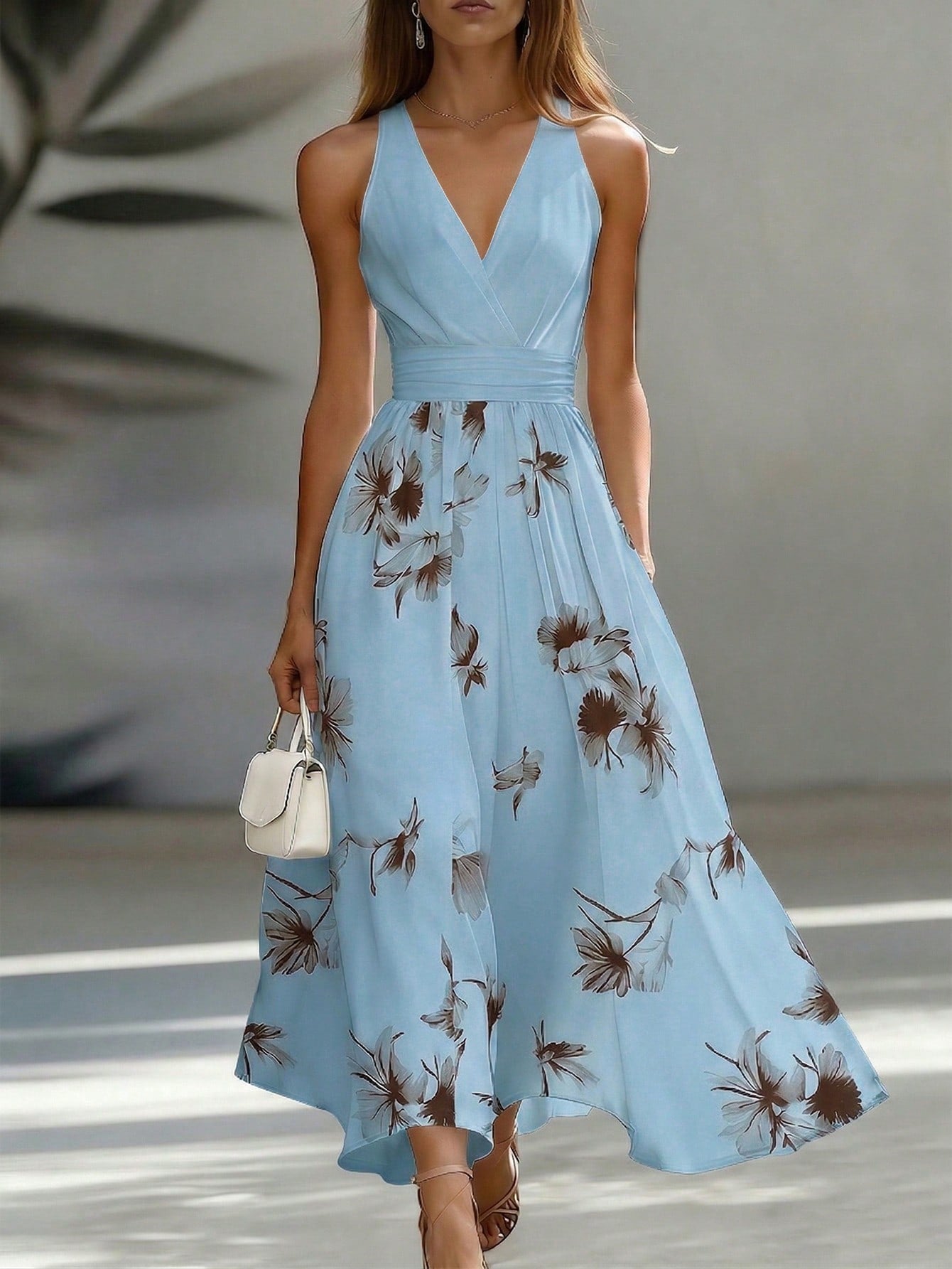Vestido Midi Elegante con Escote en V