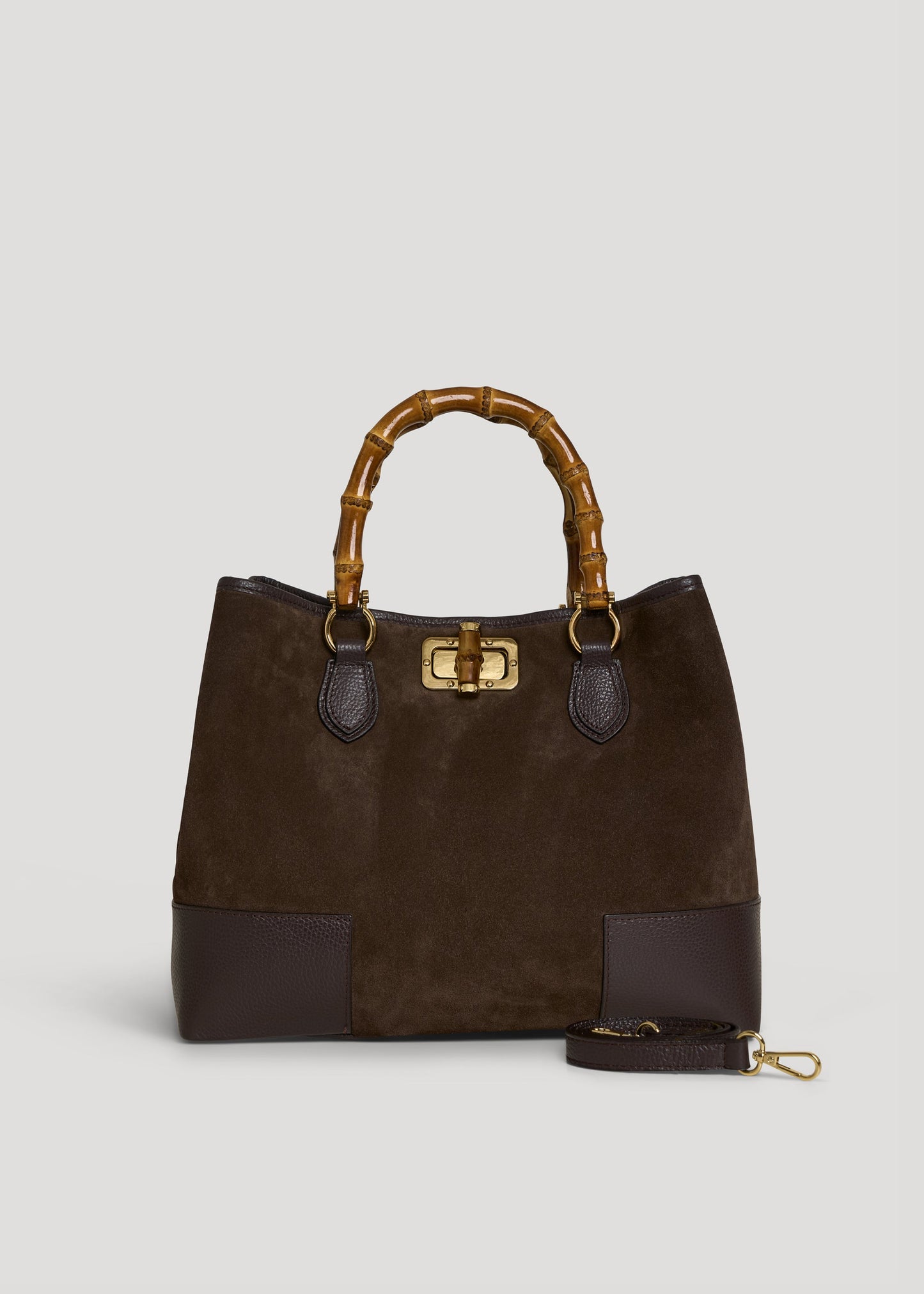 BOLSO DE ANTE CON ASA DE BAMBÚ