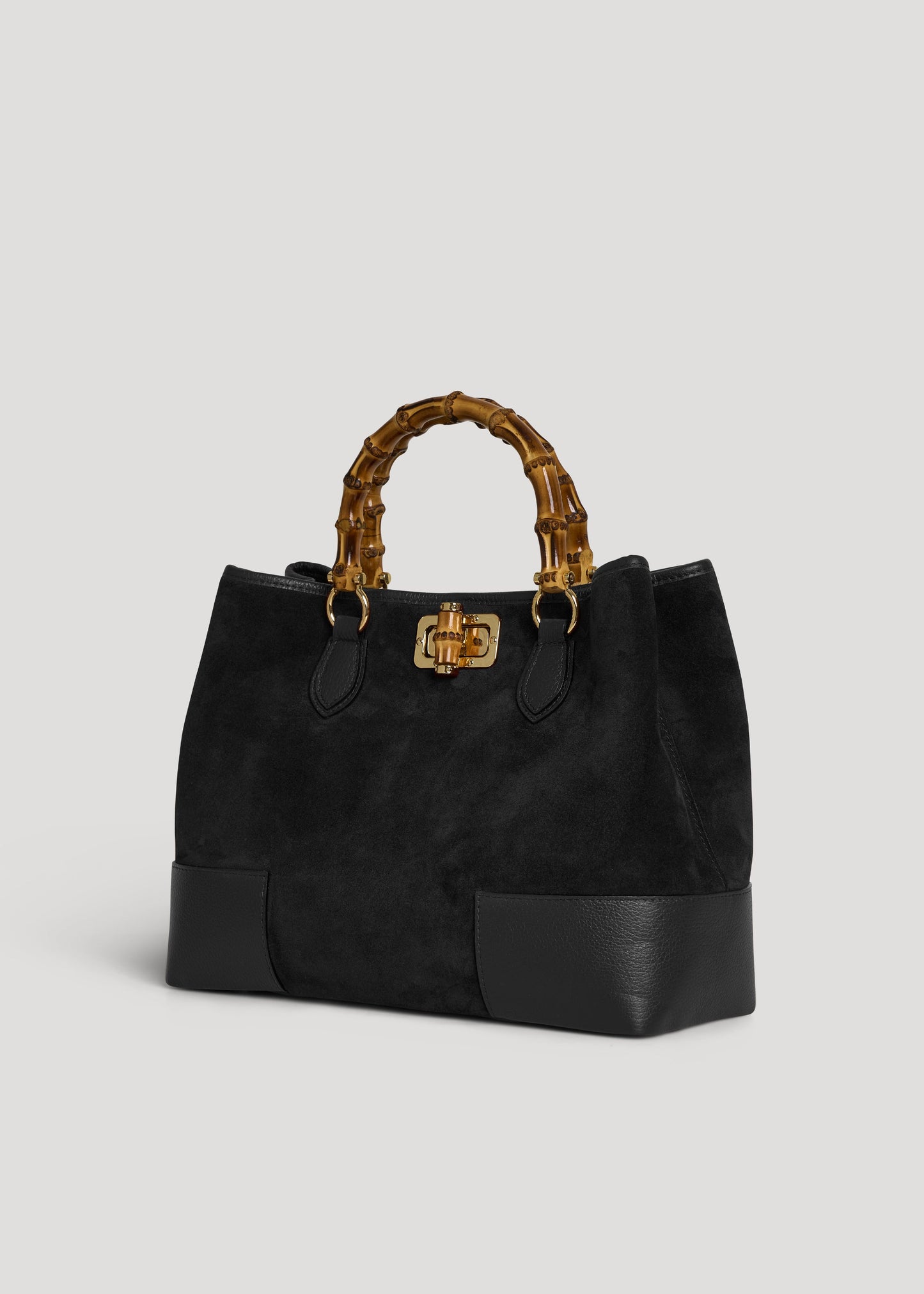 BOLSO DE ANTE CON ASA DE BAMBÚ