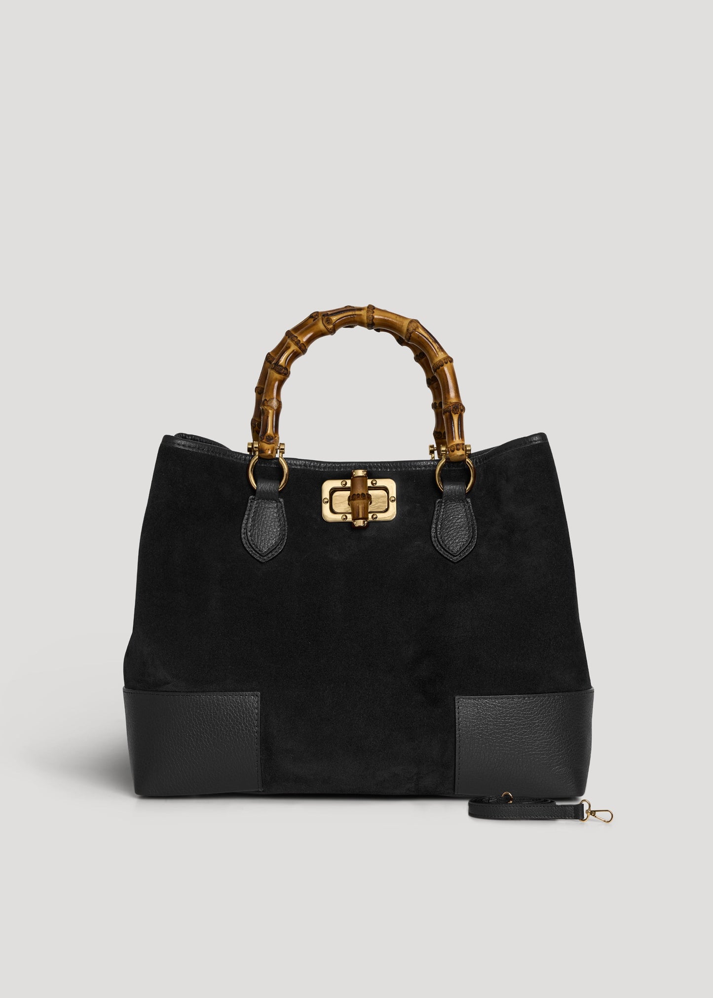 BOLSO DE ANTE CON ASA DE BAMBÚ
