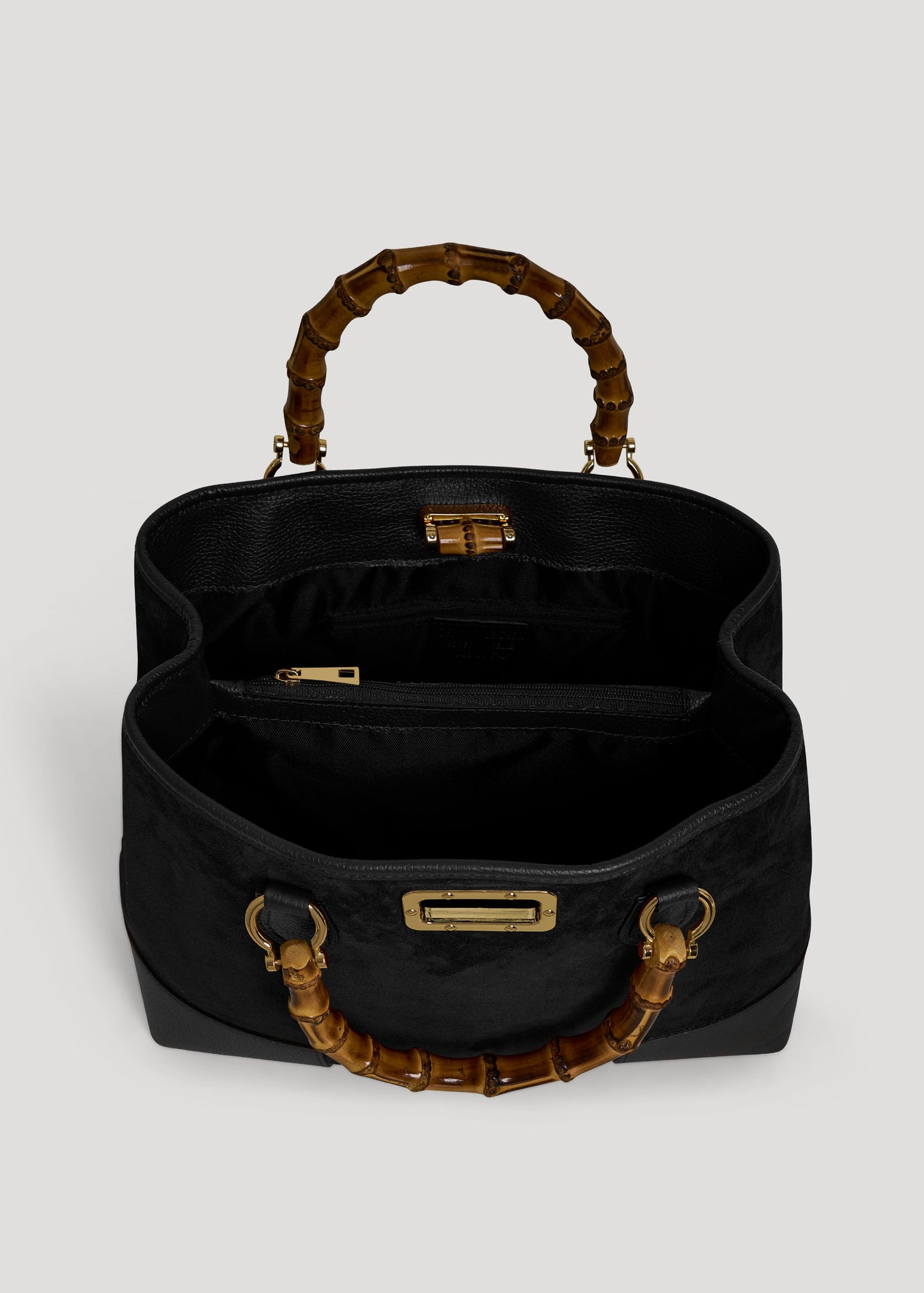 BOLSO DE ANTE CON ASA DE BAMBÚ