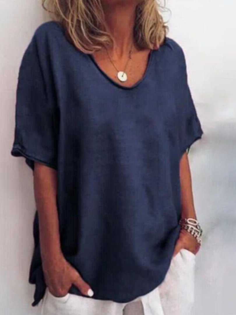 Blusa Amplia de Manga Corta