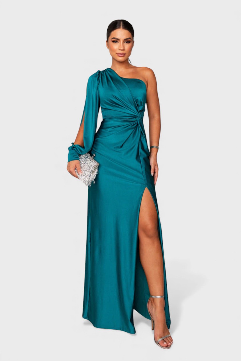 Vestido de Noche Elegante de Un Solo Hombro