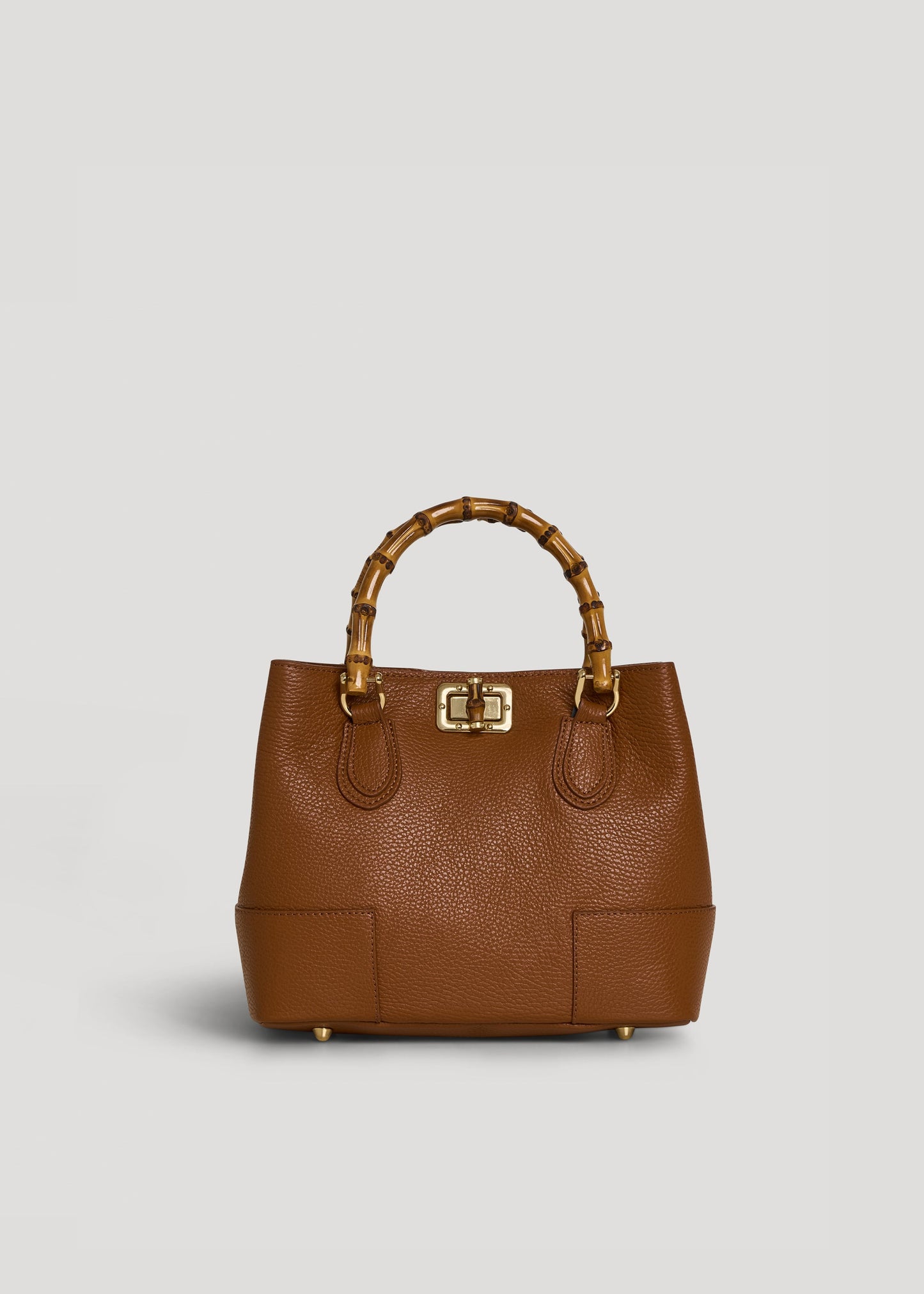 BOLSO MICRO EN PIEL CON ASA DE BAMBÚ