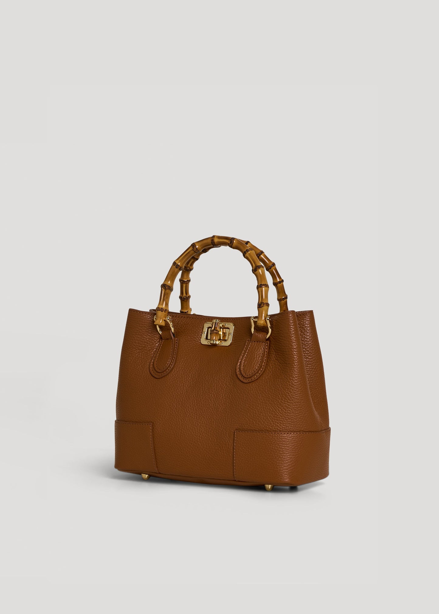 BOLSO MICRO EN PIEL CON ASA DE BAMBÚ