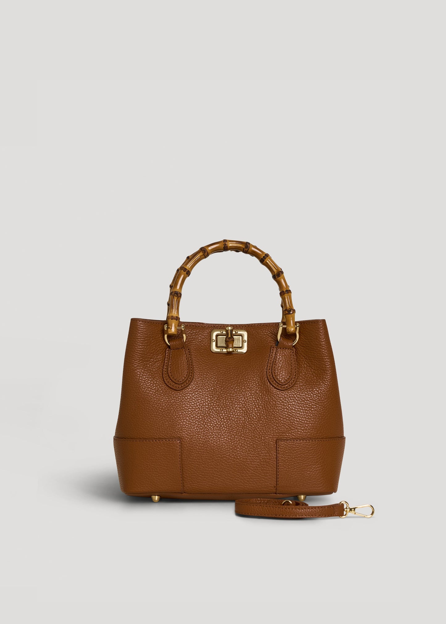 BOLSO MICRO EN PIEL CON ASA DE BAMBÚ