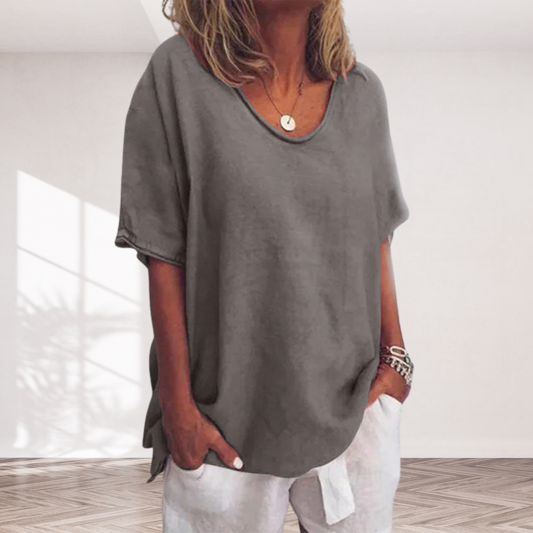 Blusa Amplia de Manga Corta