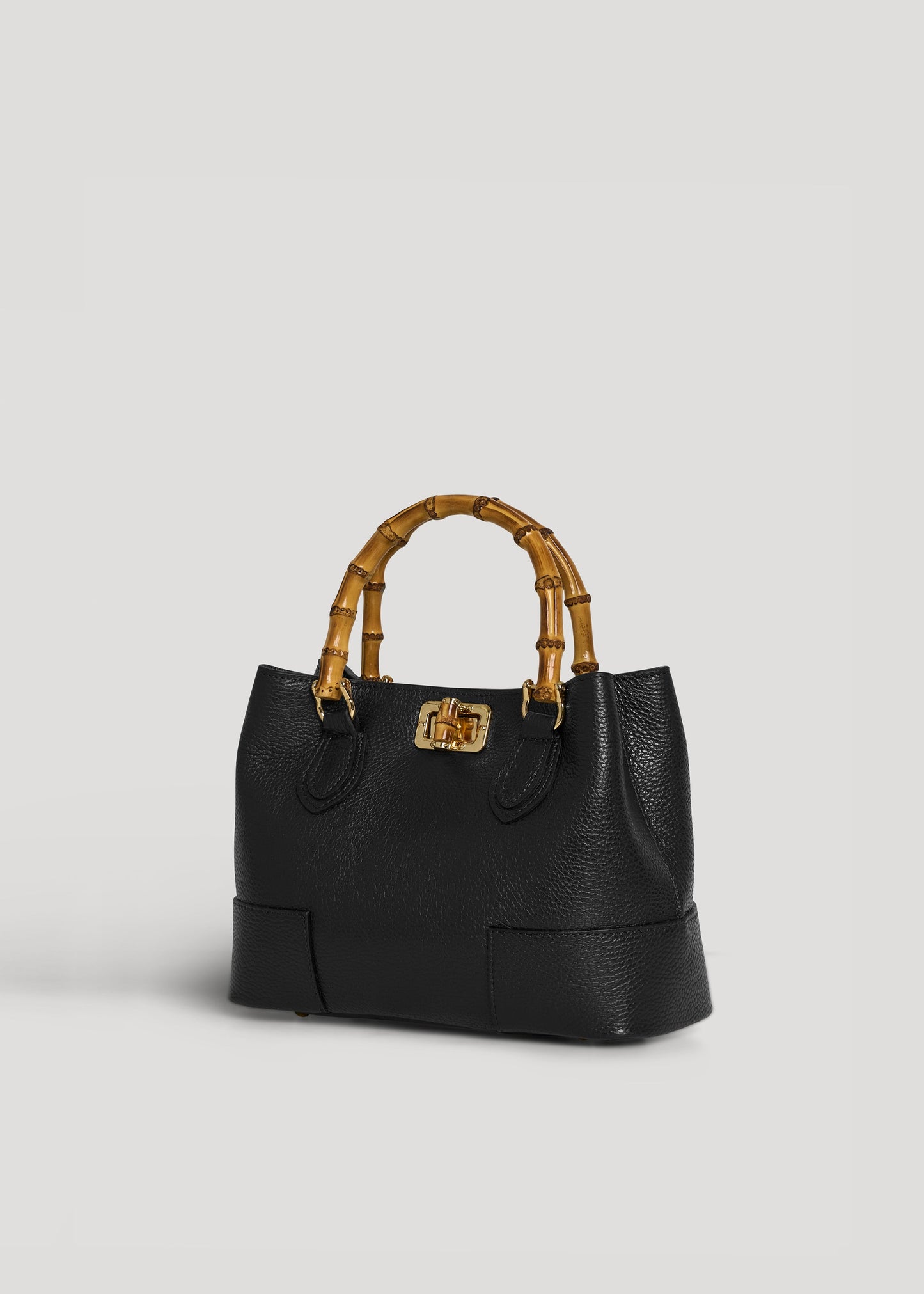 BOLSO MICRO EN PIEL CON ASA DE BAMBÚ