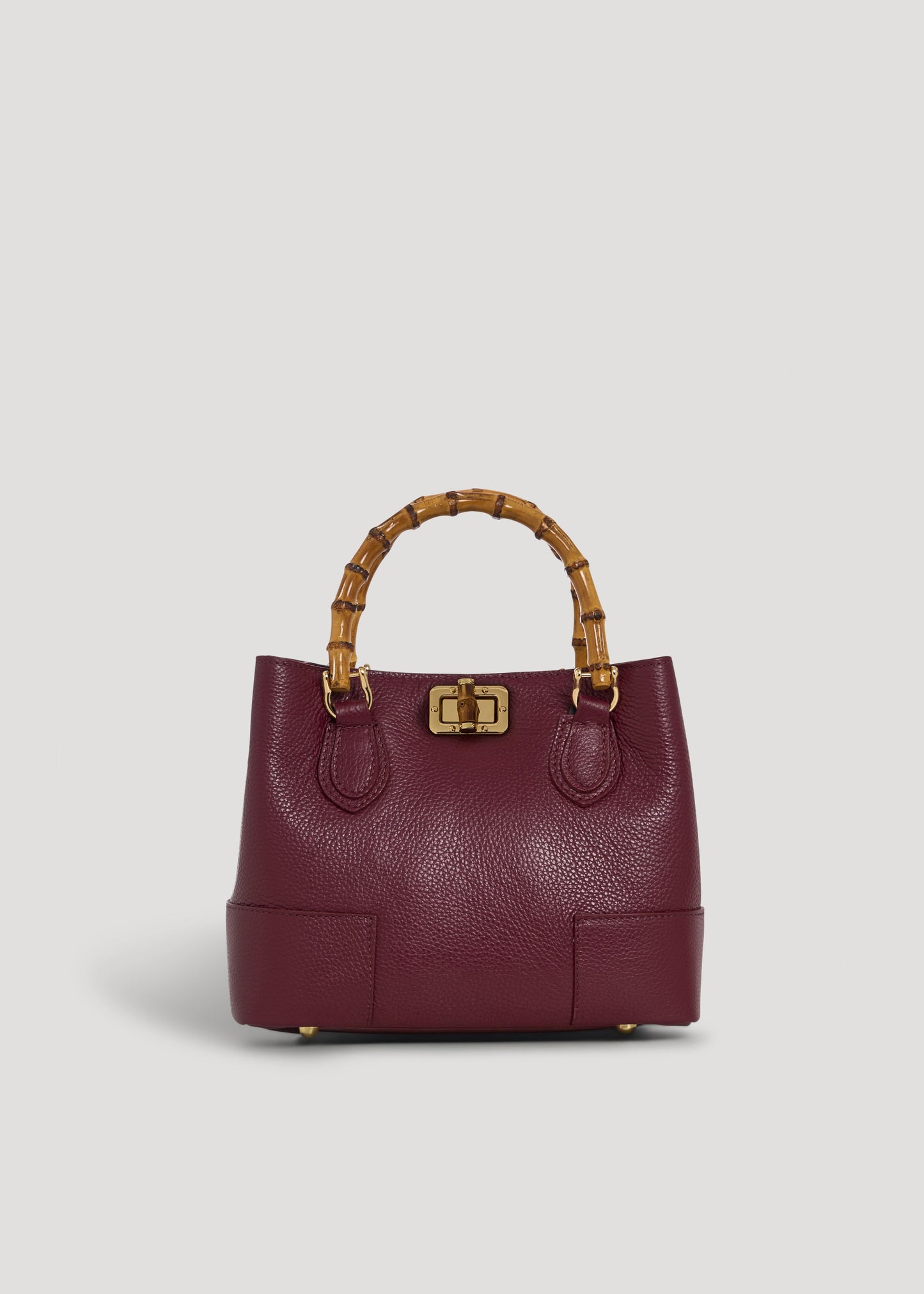BOLSO MICRO EN PIEL CON ASA DE BAMBÚ