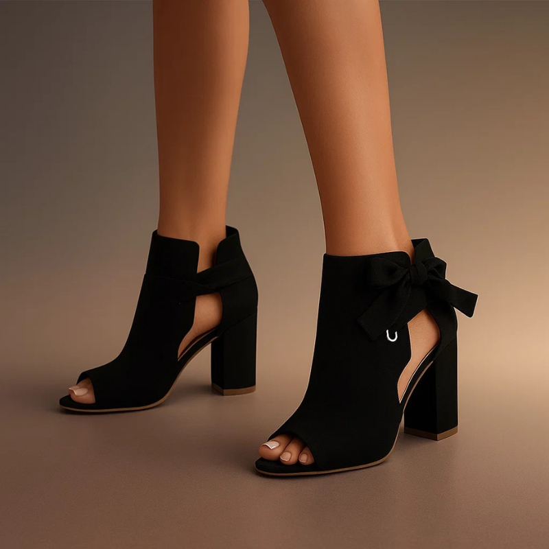 Tacones peep-toe de ante con tacón ancho
