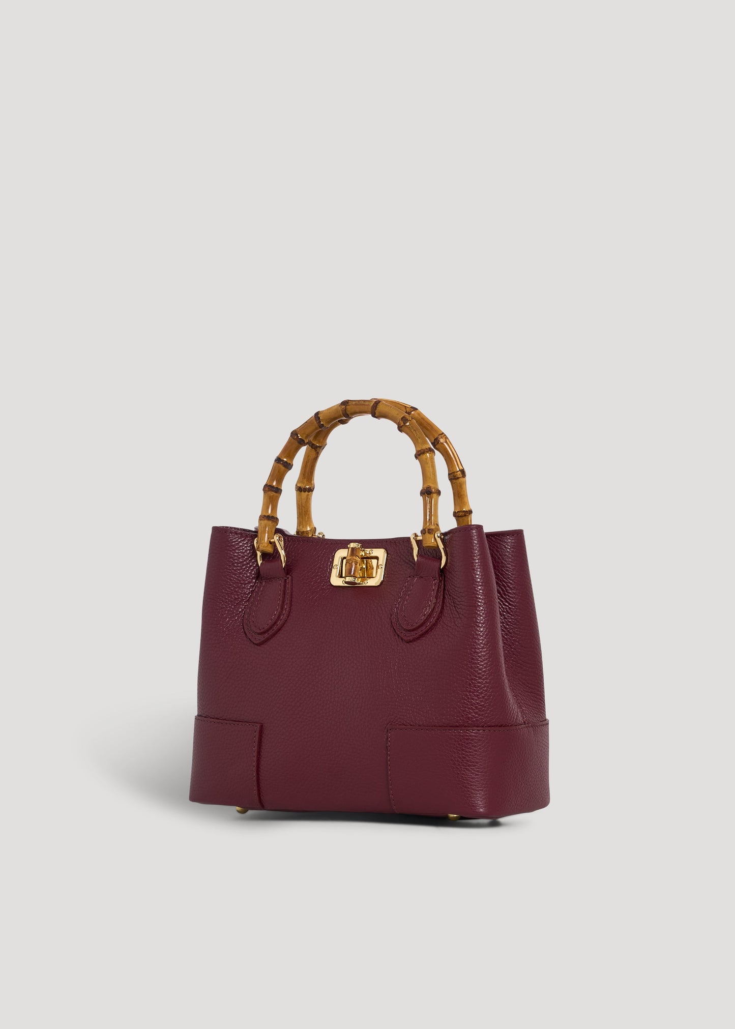 BOLSO MICRO EN PIEL CON ASA DE BAMBÚ
