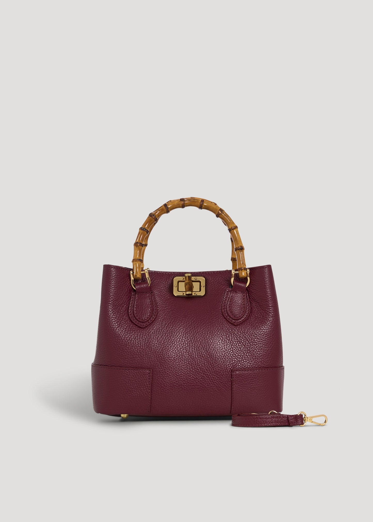 BOLSO MICRO EN PIEL CON ASA DE BAMBÚ