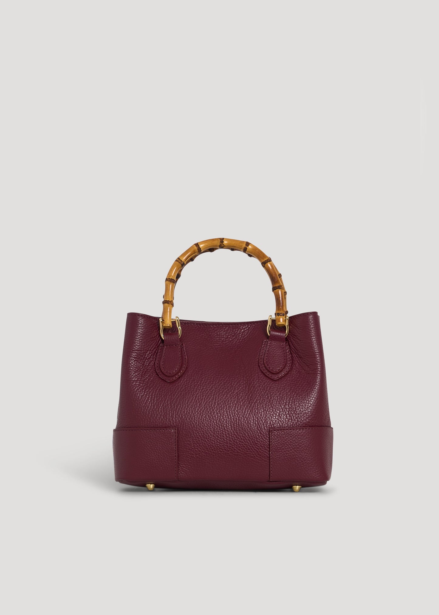 BOLSO MICRO EN PIEL CON ASA DE BAMBÚ