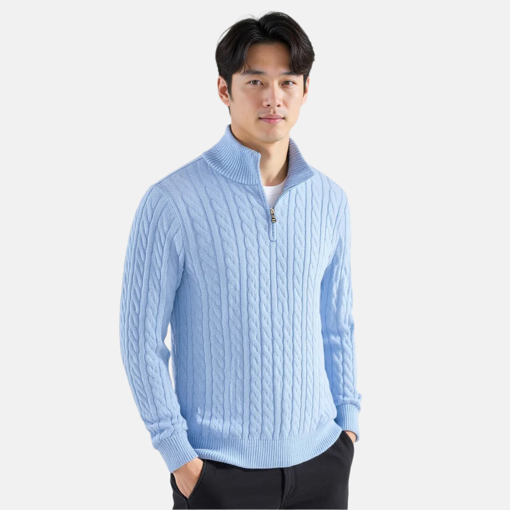 Suéter de Punto Trenzado con Cremallera TAEBAEK