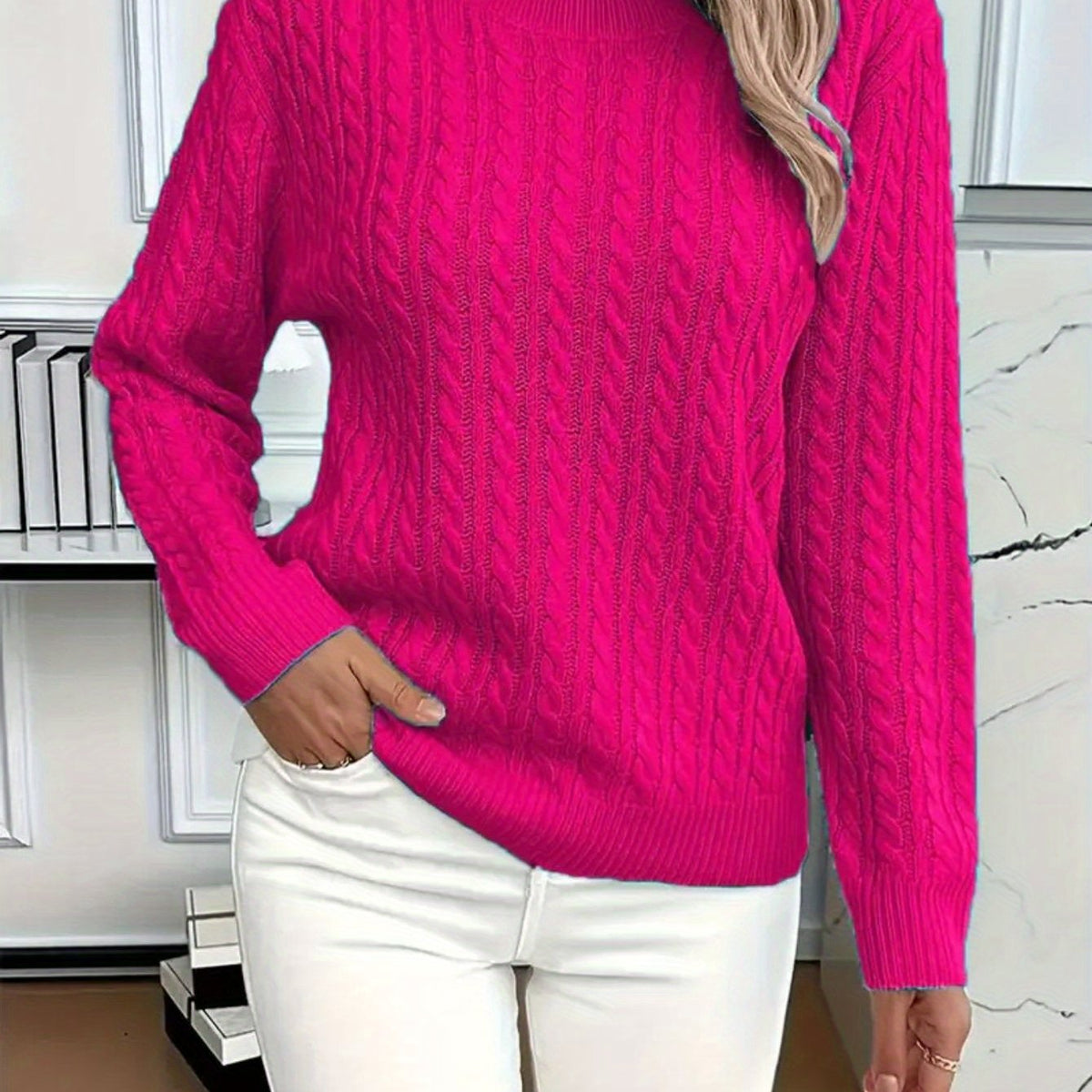 Jersey acogedor de cuello redondo