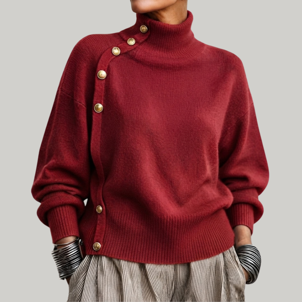 Jersey de cuello alto con botones