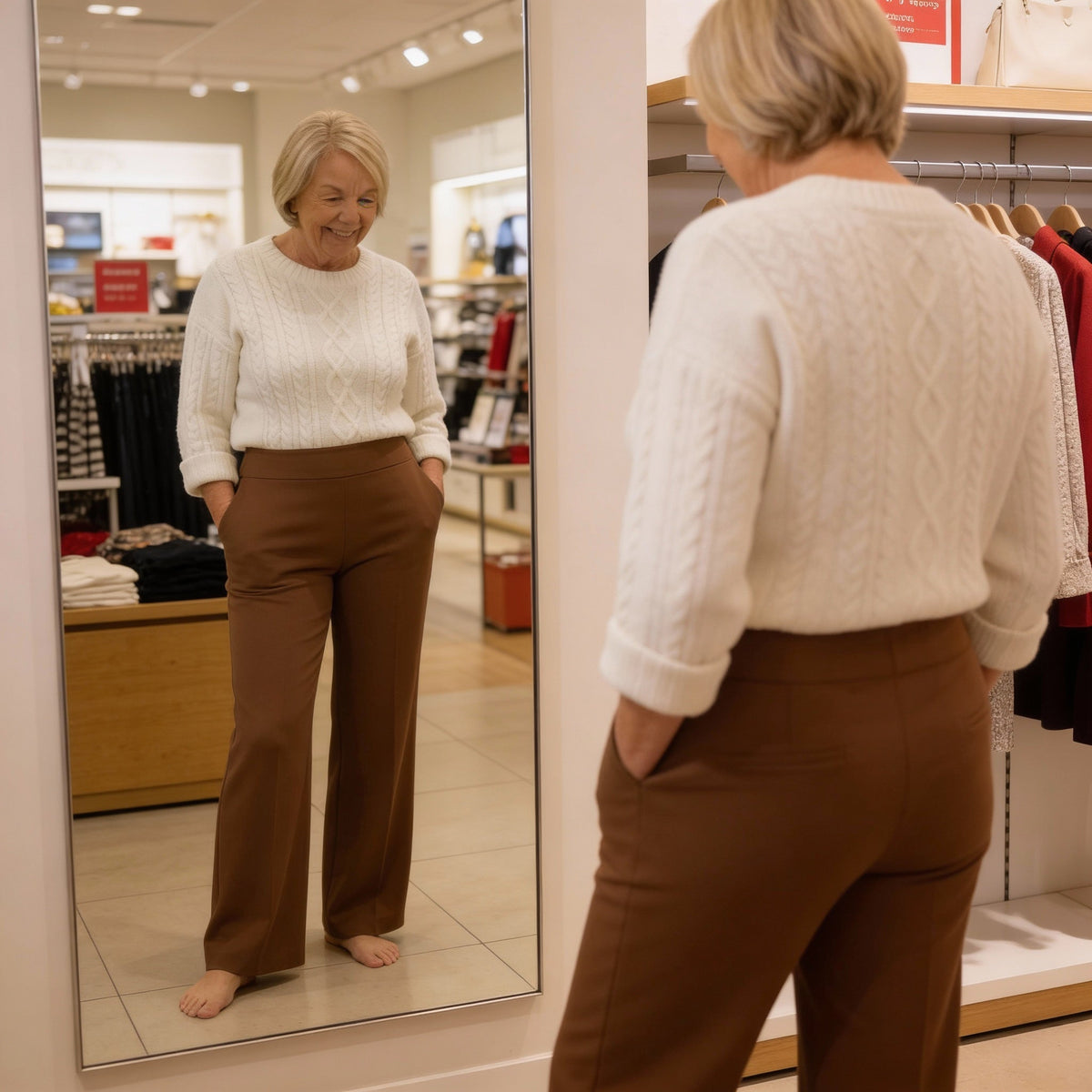 Pantalón elástico de tiro alto