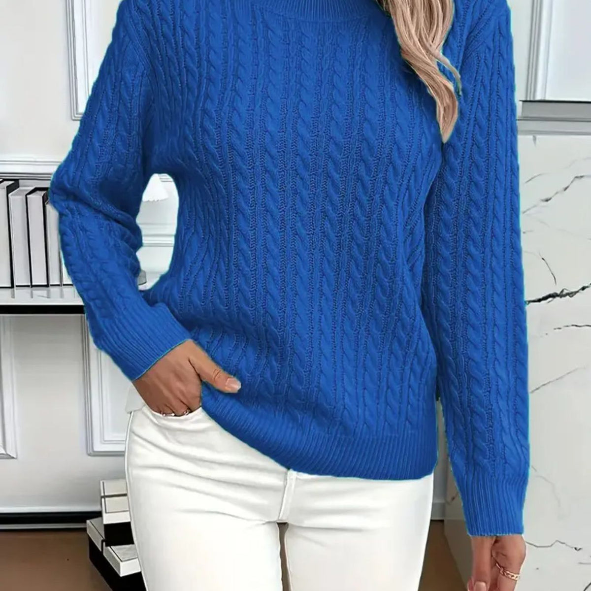 Jersey acogedor de cuello redondo