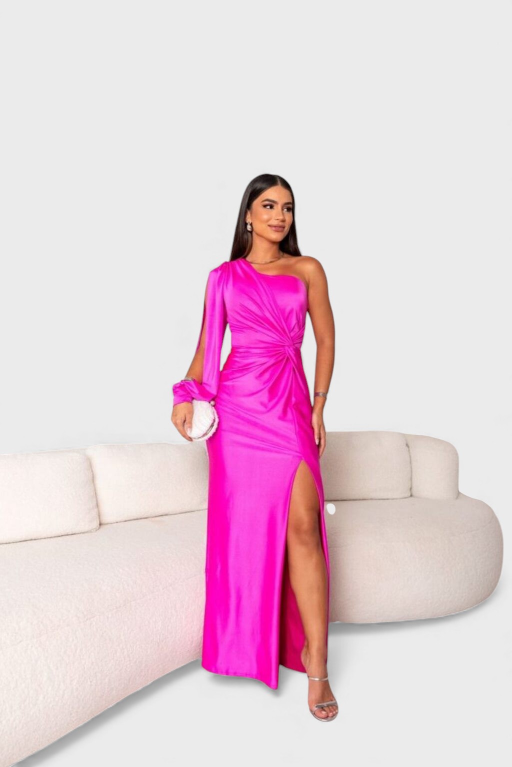 Vestido de Noche Elegante de Un Solo Hombro